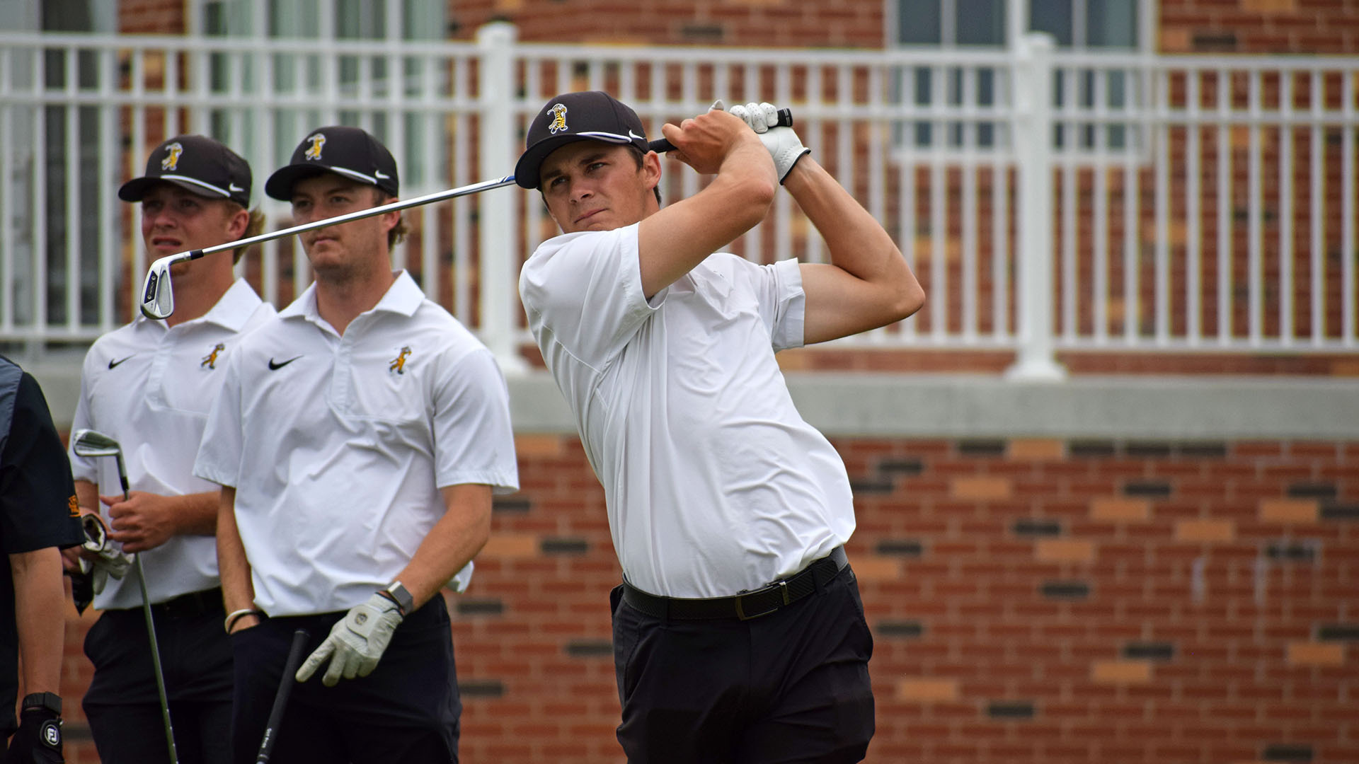 Cooper Scheck hits a practice shot at the Jefferson City Country Club