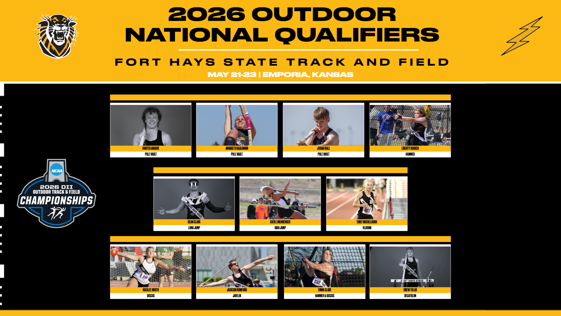 2026 FHSU Outdoor Track and Field national qualifiers