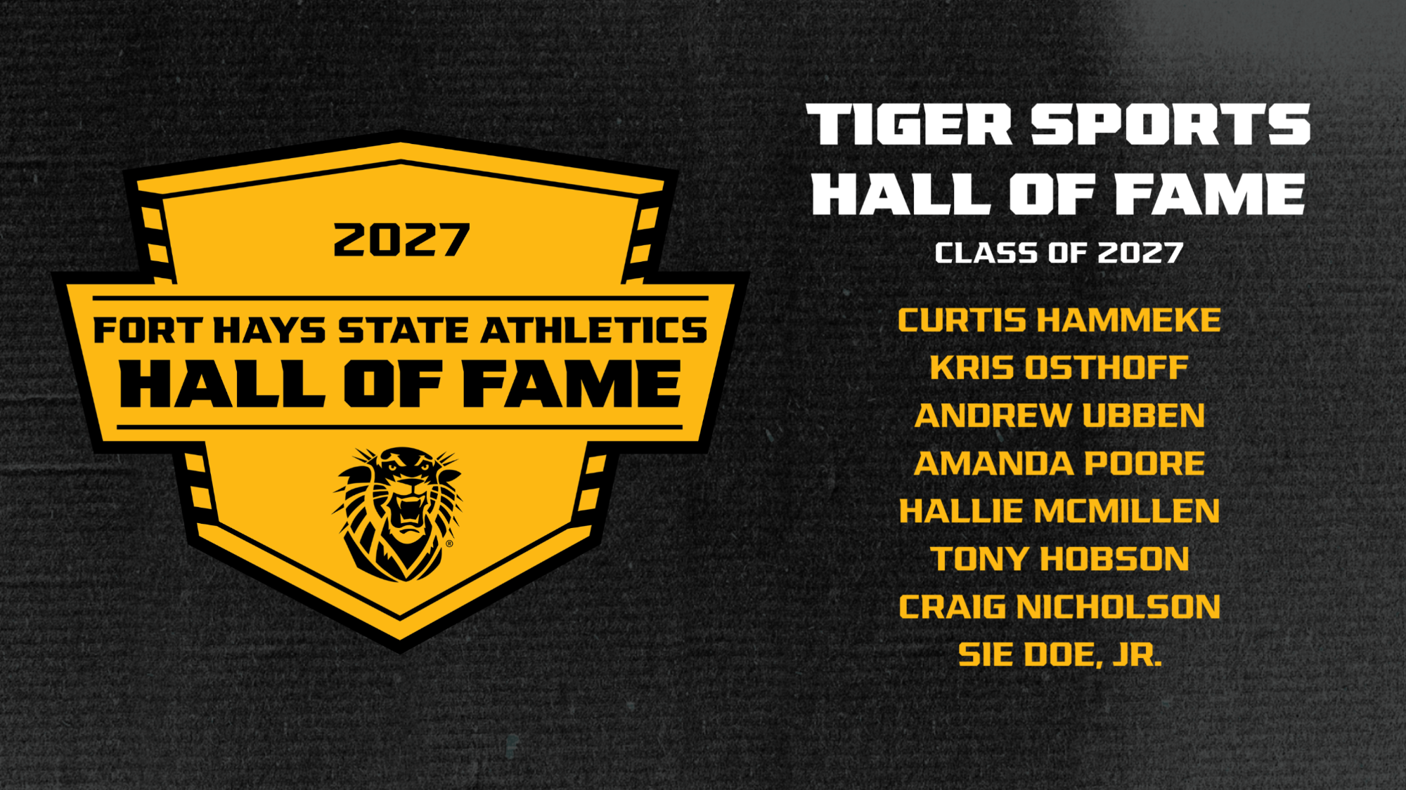 Tiger Sports Hall of Fame Release with Inductee Names for 2027