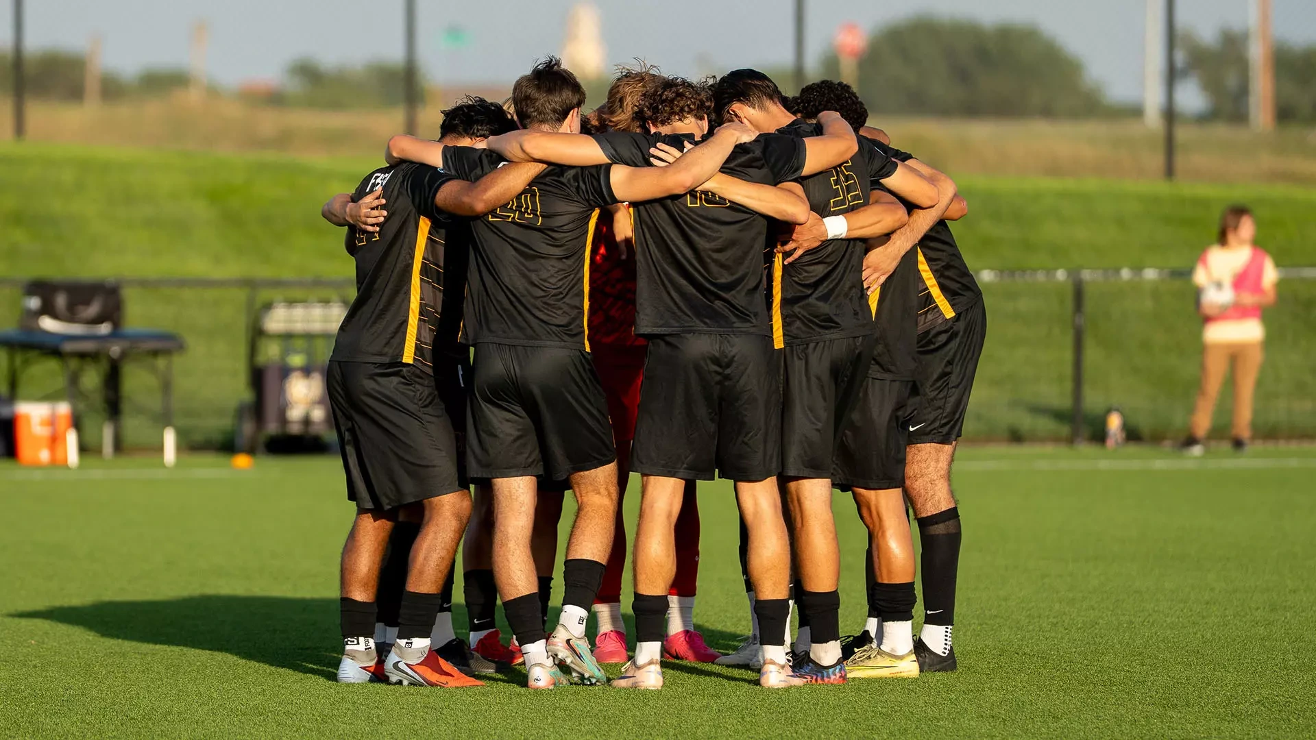 Men's Soccer Huddle vs. Regis 8-29-26