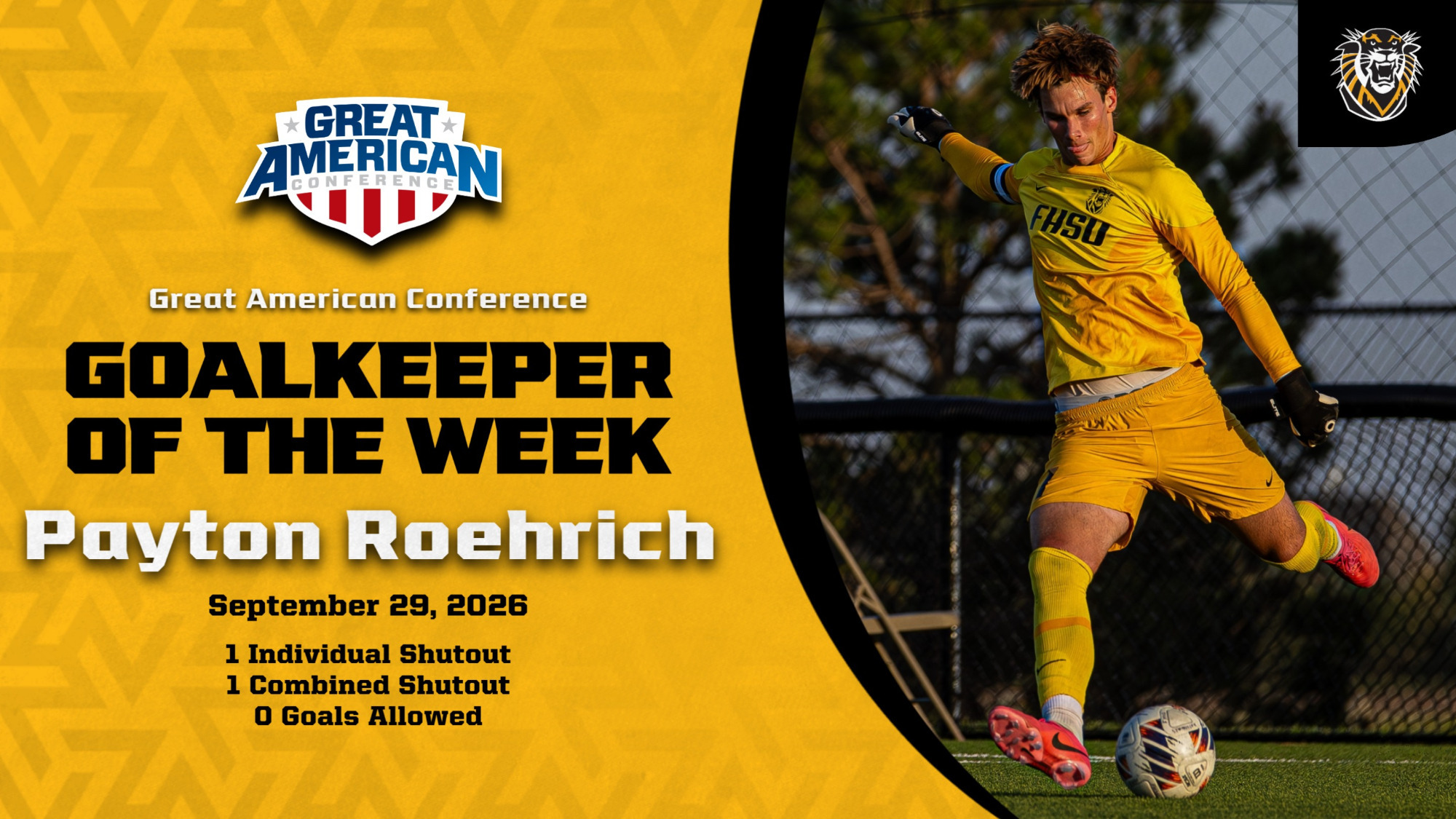 Roehrich GAC Goalkeeper of the Week 9-29-26