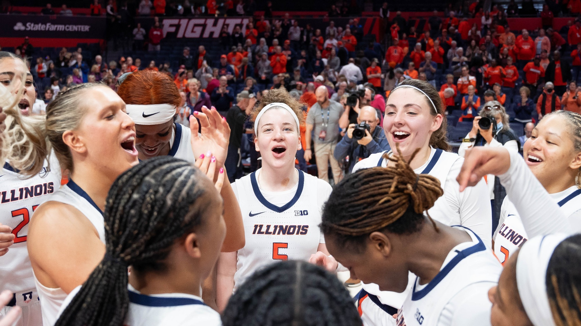 Team huddle celebration