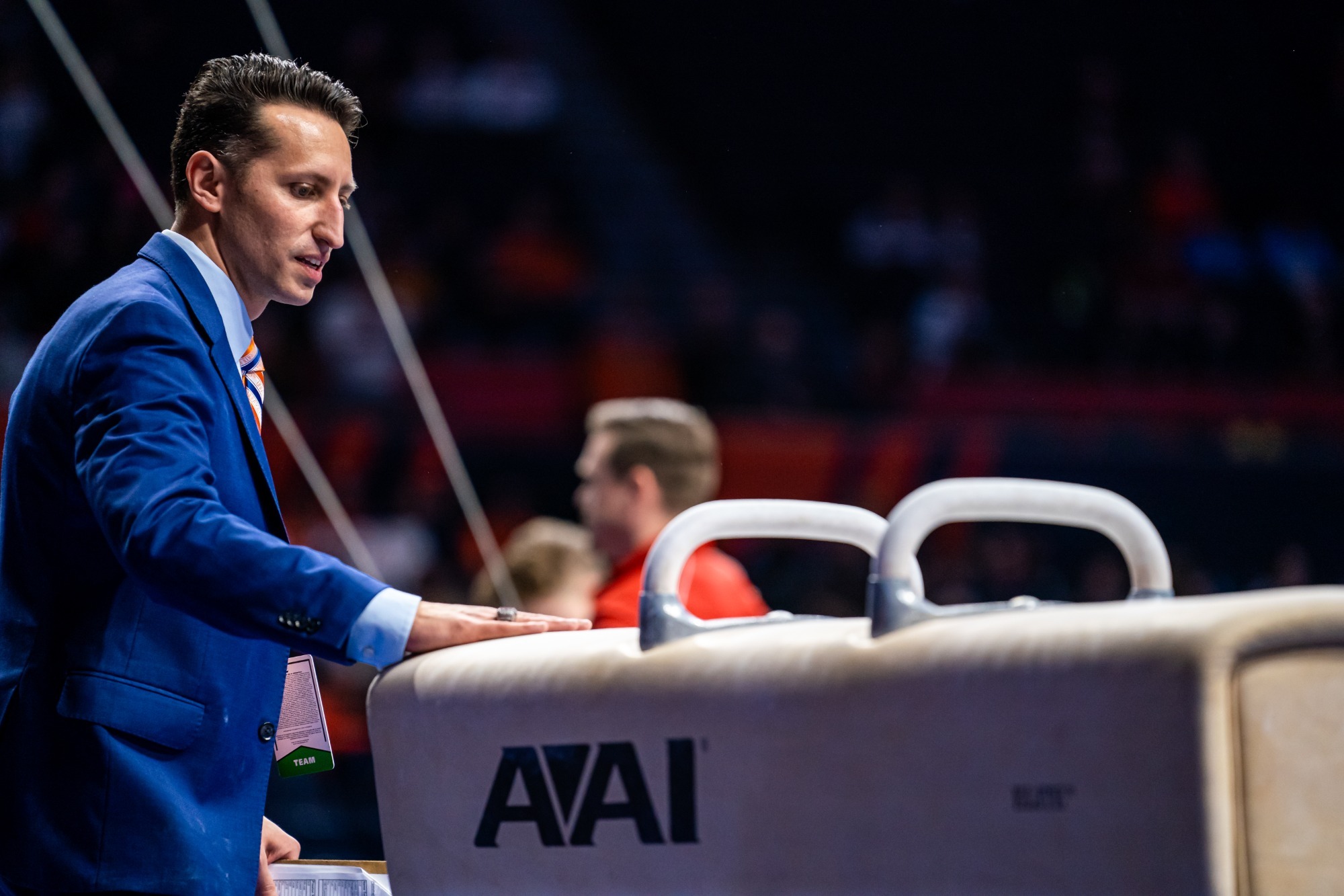 CHAMPAIGN, IL - April 05, 2024 - Photos taken during 2024 Men’s Gymnastics Big Ten Championships at State Farm Center in Champaign, IL. (Photo By Kevin Snyder/Illinois Athletics)