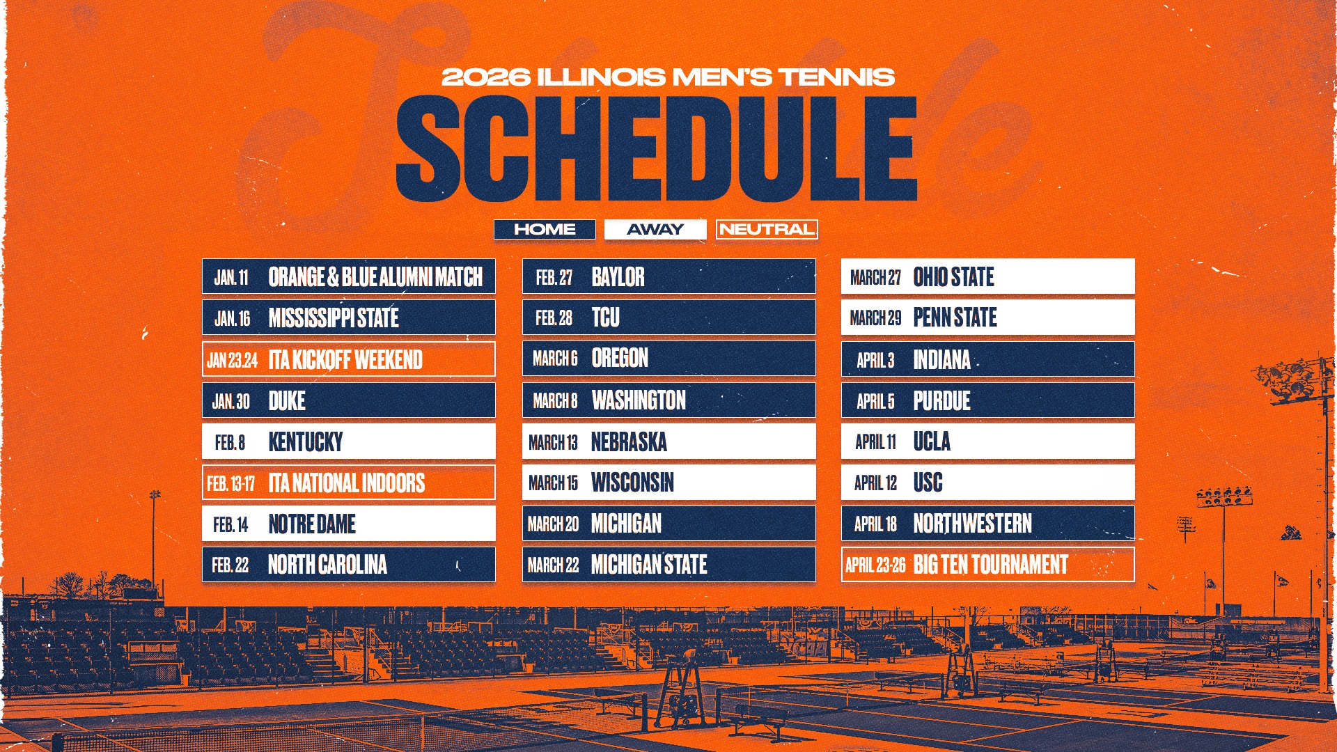 Illinois Men's Tennis 2026 Schedule 
