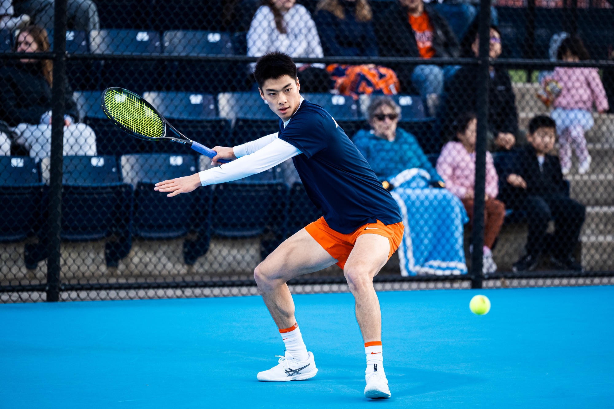 CHAMPAIGN, IL- April 11, 2025 - Photos taken during the Men’s Tennis match against the Ohio State Buckeyes at Atkins Tennis Center in Champaign, IL.(Phots By Lucas Sun/Illinois Athletics)