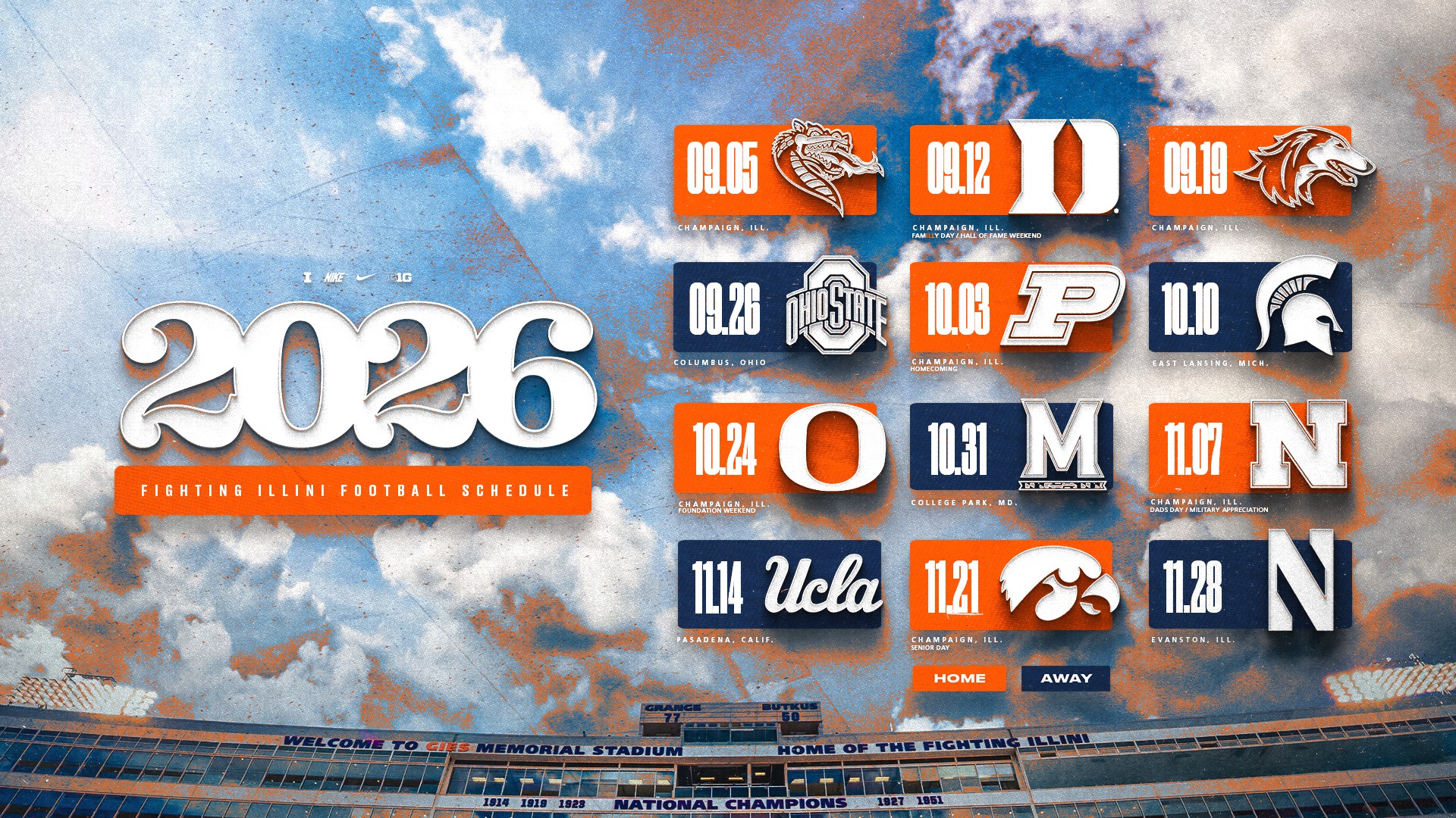 2026 Illinois Football Schedule Graphic