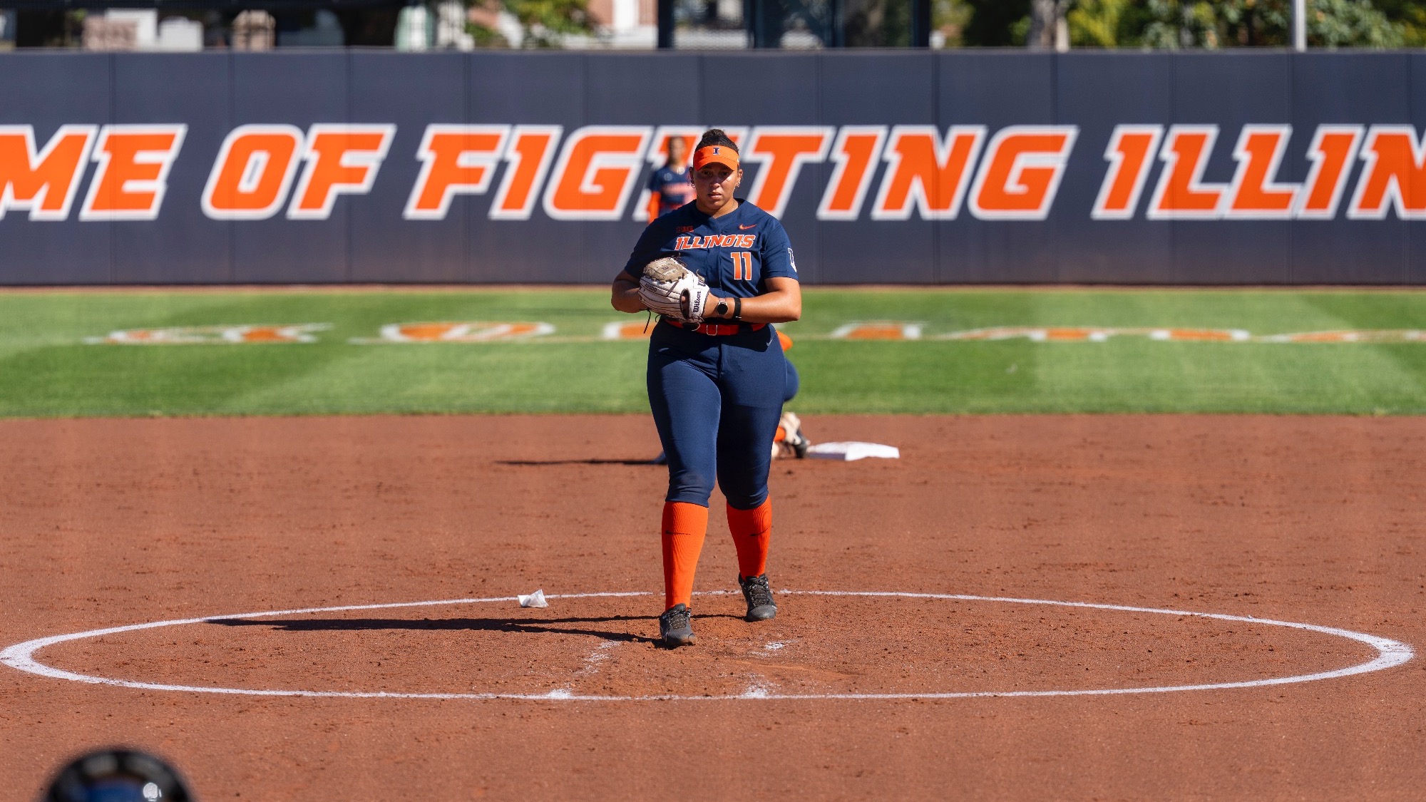 Christina Crawford prepares to pitch