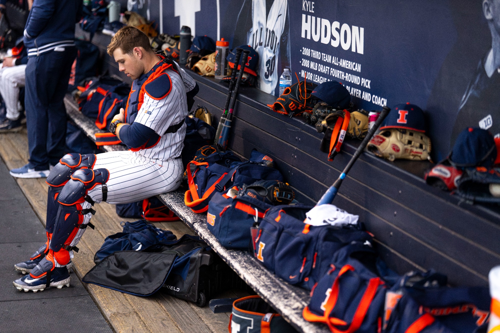 CHAMPAIGN, IL - February 17, 2026 - Catcher / First Baseman Will Johannes (#35) during the game between the Butler Bulldogs and the Illinois Fighting Illini at Illinois Field in Champaign, IL. Photo By Ashley Ray/Fighting Illini