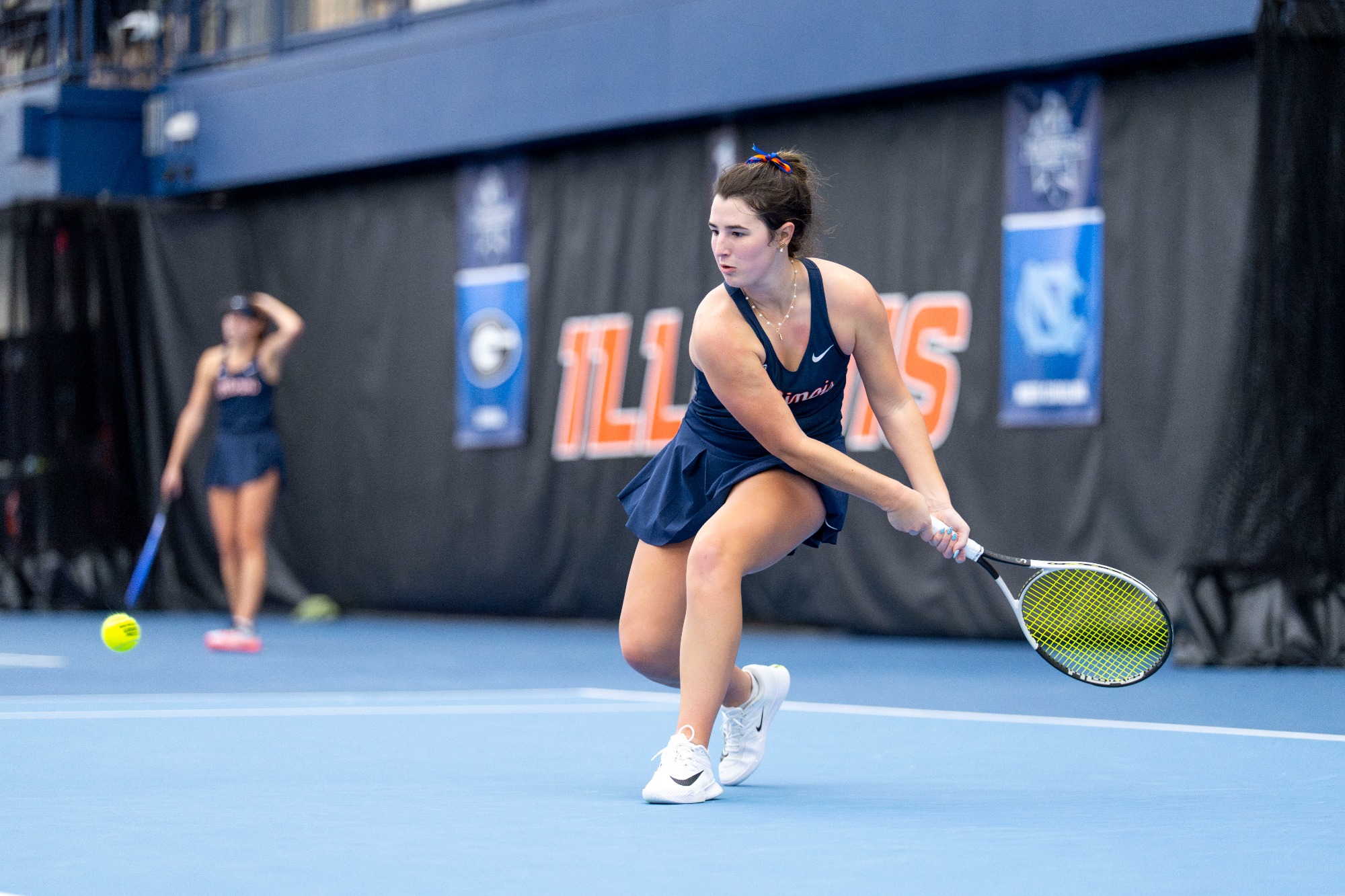 CHAMPAIGN, IL - February 08, 2026 - Tess Bucher during the ITA National Team Indoor Championships between the Vanderbilt Commodores and the Illinois Fighting Illini at Atkins Tennis Center in Champaign, IL. Photo By Ashley Ray/Fighting Illini