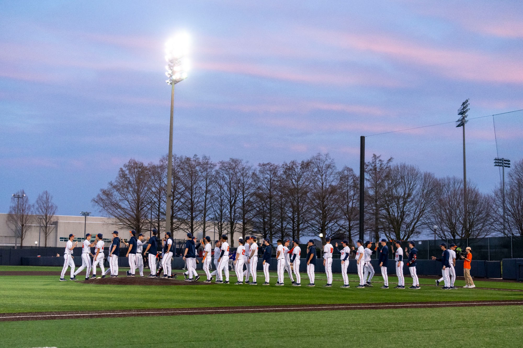 CHAMPAIGN, IL - March 10, 2026 - The Fighting Illini  during the game between the Western Illinois Leathernecks and the Illinois Fighting Illini at Illinois Field in Champaign, IL. Photo By Ashley Ray/Fighting Illini