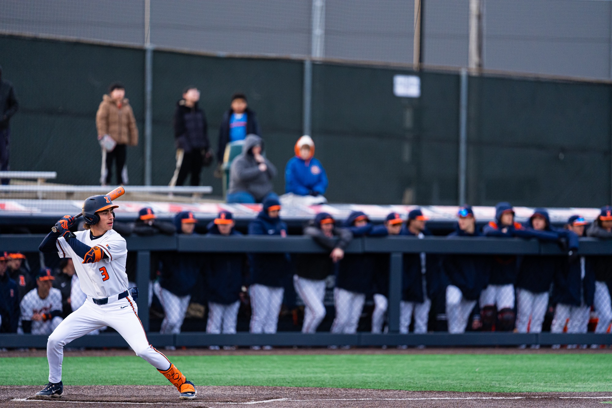 CHAMPAIGN, IL - March 13, 2026 - Infielder Michael Farina (#3) during the game between the Minnesota Golden Gophers and the Illinois Fighting Illini at Illinois Field in Champaign, IL. Photo By Lucas Sun