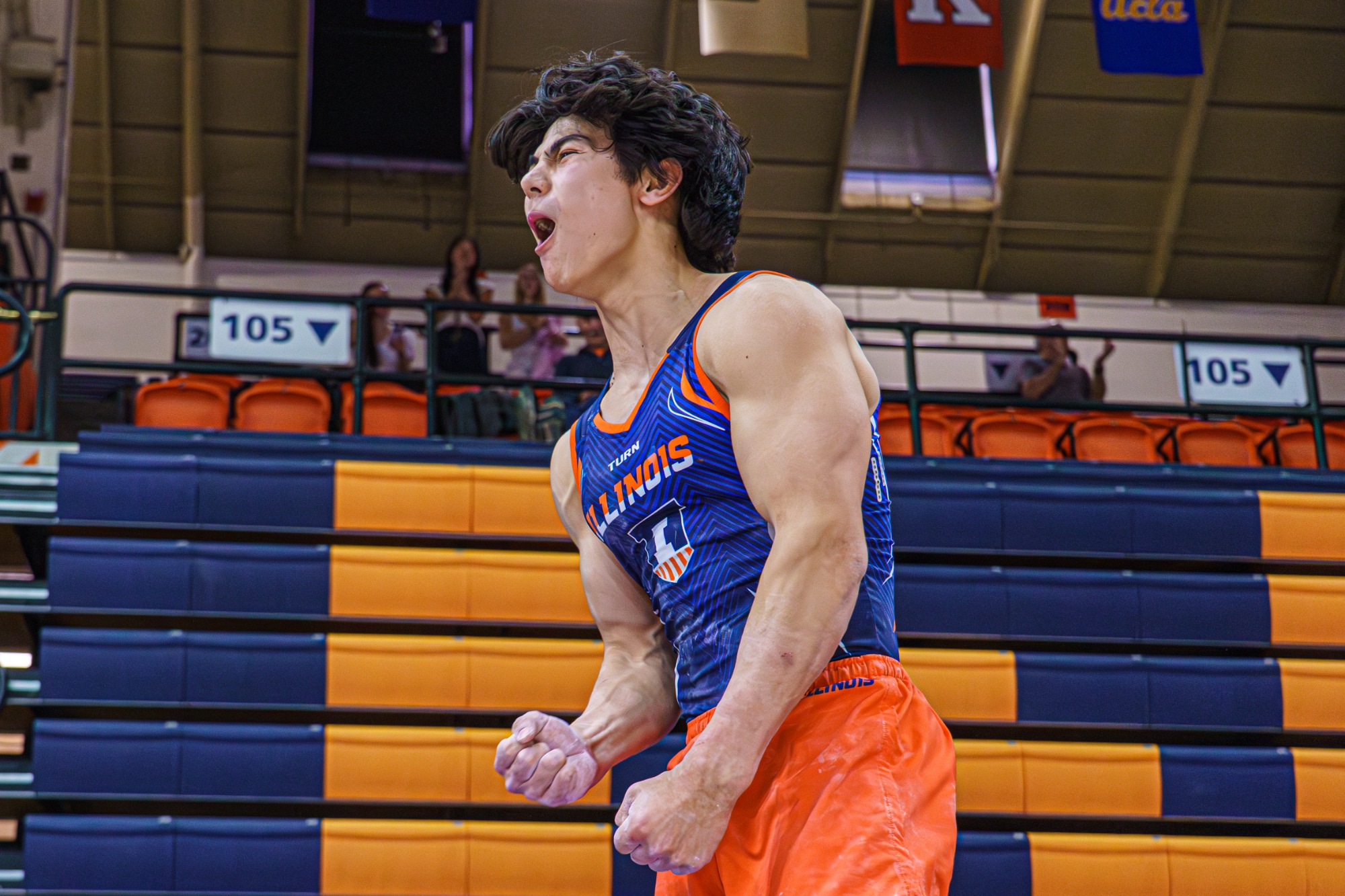 CHAMPAIGN, IL - February 28, 2026 - Preston Ngai during the Tri meet between the Greenvile Panthers, Navy Midshipman and the Illinois Fighting Illini at Huff Hall in Champaign, IL. Photo By Eason Zhou/Fighting Illini