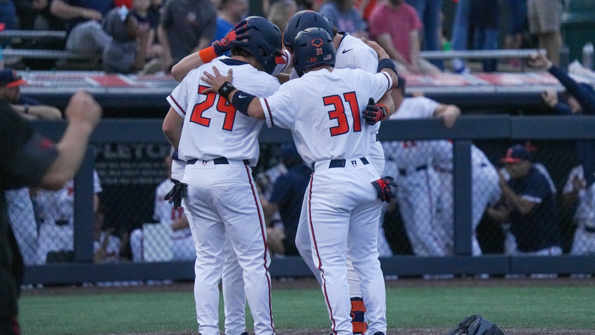 Illinois BASE vs Rutgers - home plate celebration