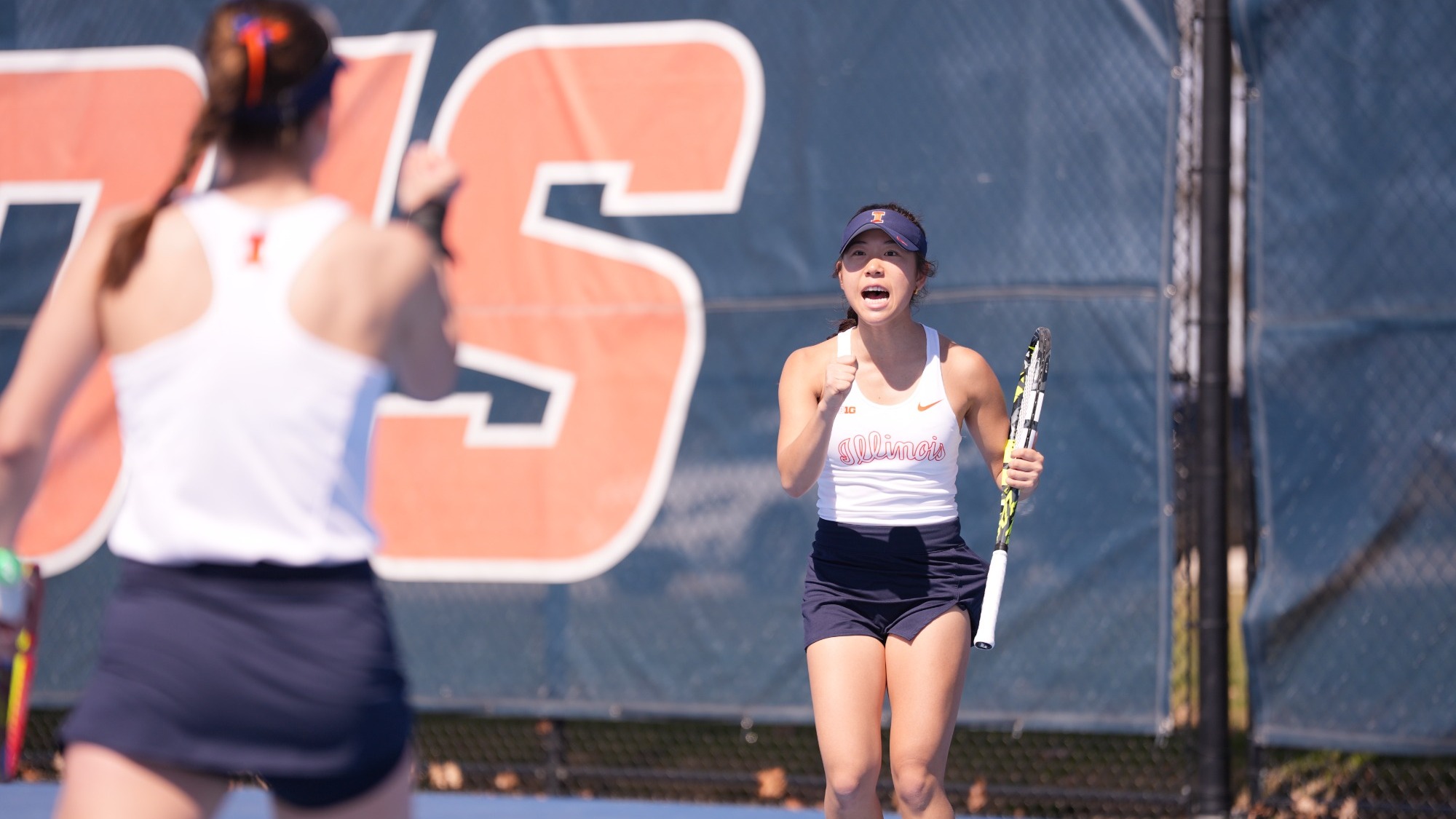 CHAMPAIGN, IL - March 21, 2026 - CHAMPAIGN, IL - 2026.03.21 - Illinois vs. Purdue - Alice Xu and Cara Mester. Photo By Lucas Sun/Fighting Illini