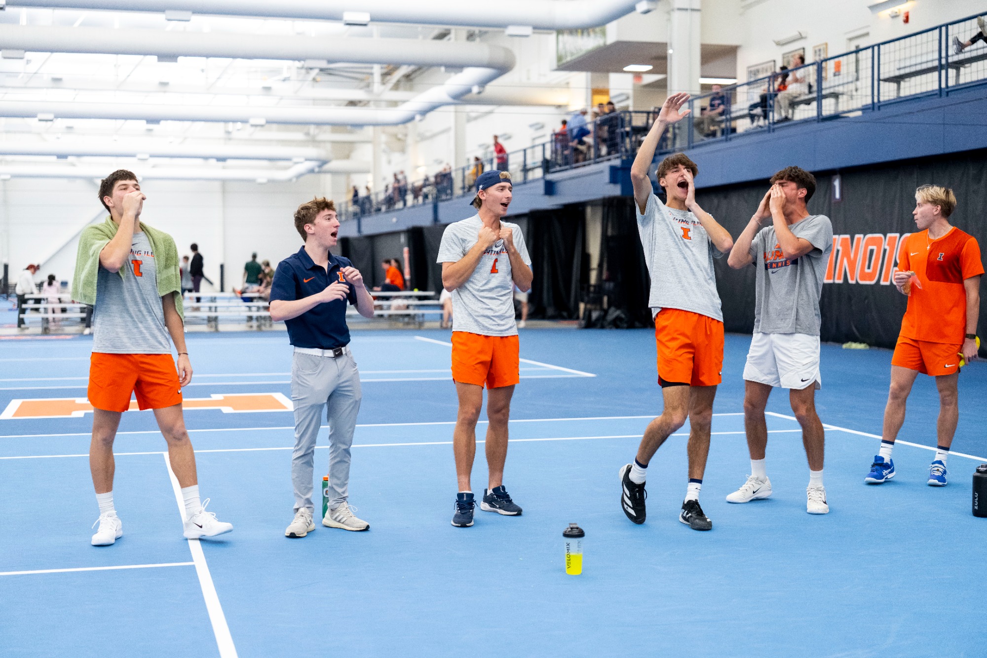 CHAMPAIGN, IL - March 22, 2026 - The Fighting Illini  during the match between the Michigan State Spartans and the Illinois Fighting Illini at Atkins Tennis Center in Champaign, IL. Photo By Ashley Ray/Fighting Illini