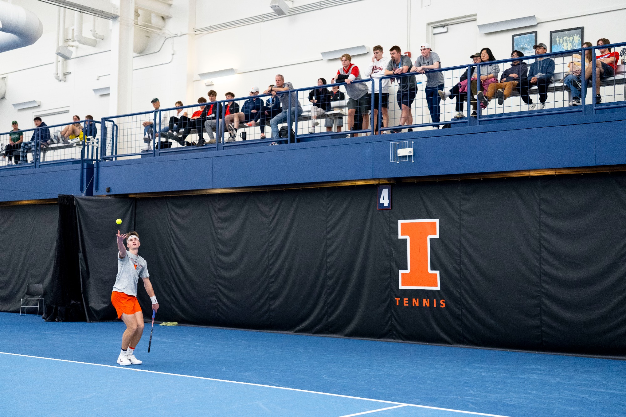 CHAMPAIGN, IL - March 22, 2026 - Adam Jilly during the match between the Michigan State Spartans and the Illinois Fighting Illini at Atkins Tennis Center in Champaign, IL. Photo By Ashley Ray/Fighting Illini