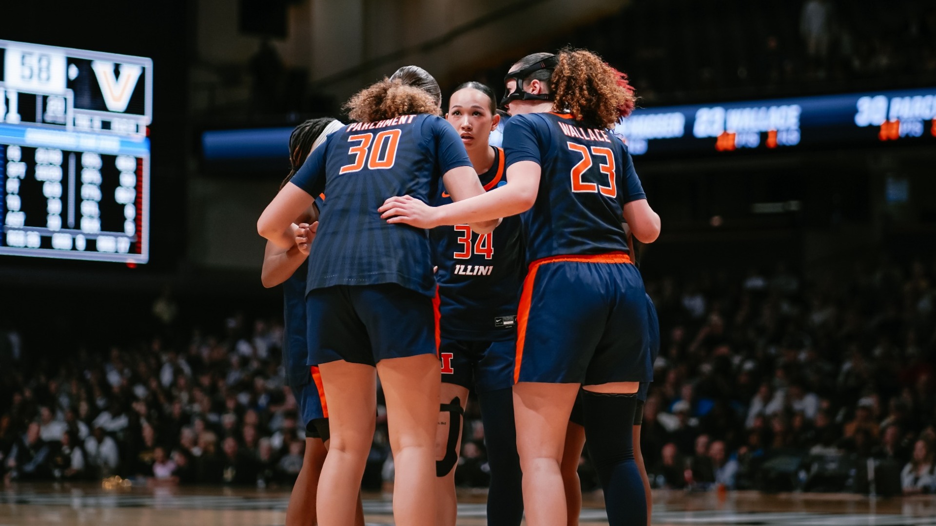 Illini WBB NCAAT at Vanderbilt - huddle