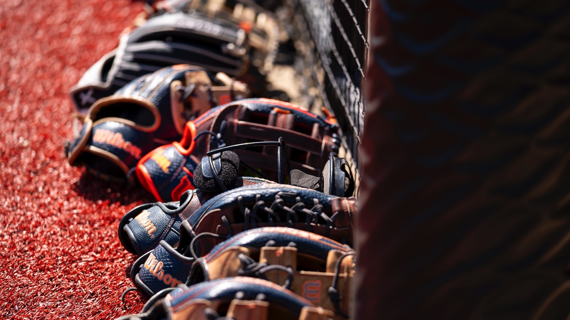 Softball gloves on Eichelberger Field