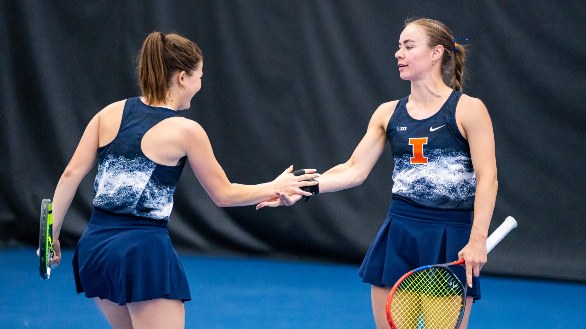 Cara Mester Lizzie Isyanov doubles celebration vs. USC
