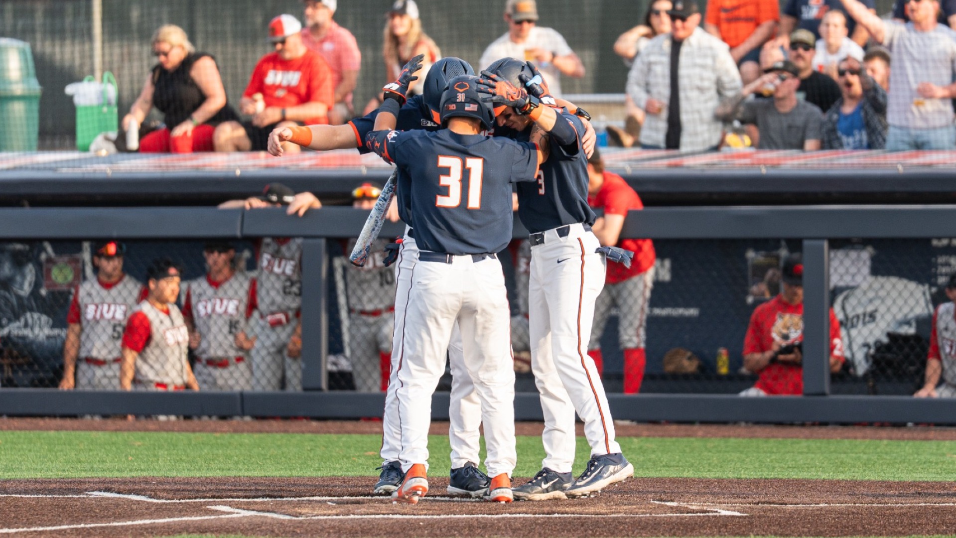 ILLINI BASE - vs SIUE - home run celebration