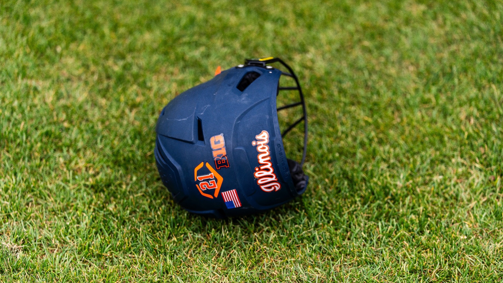 Delaney Mosley's helmet on Eichelberger Field in Urbana, Illinois.