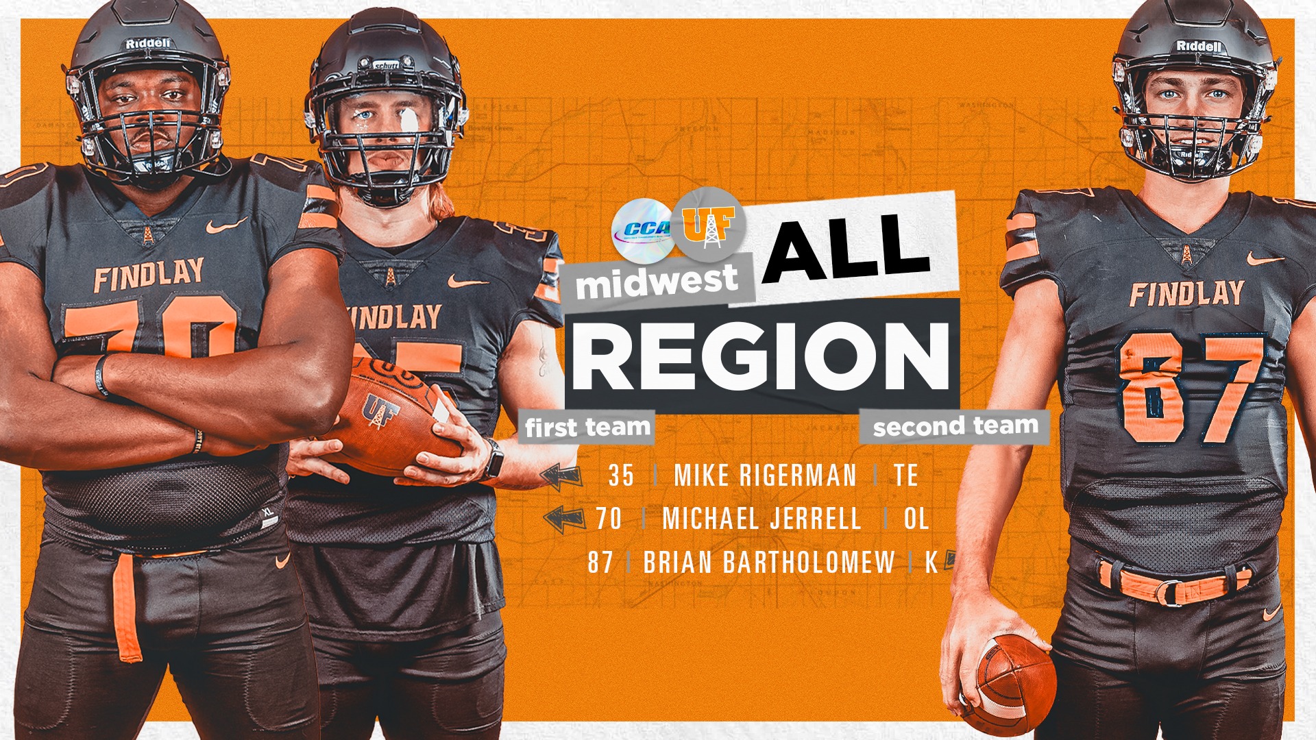 Three Named All-Super Region 1 by D2CCA - University of Findlay