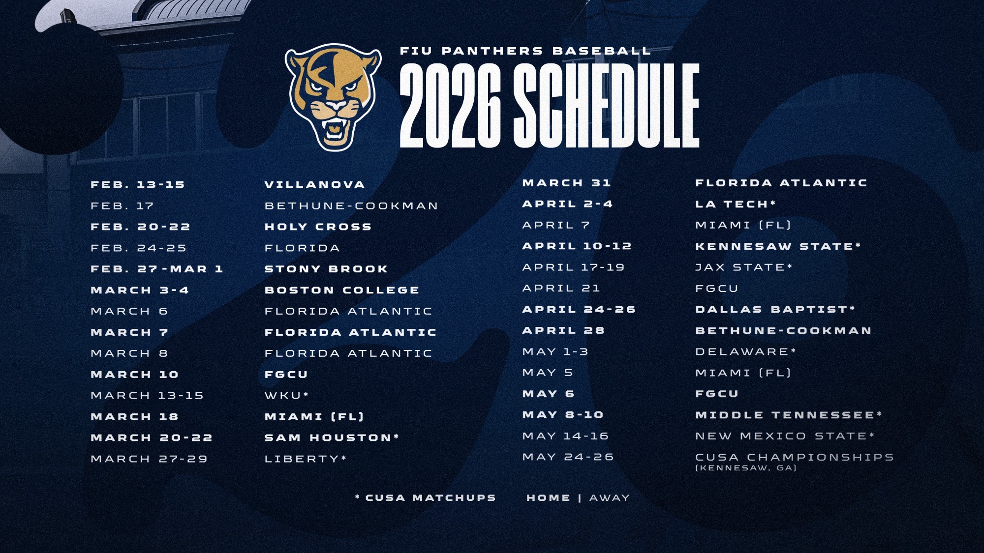 FIU Baseball 2026 Schedule