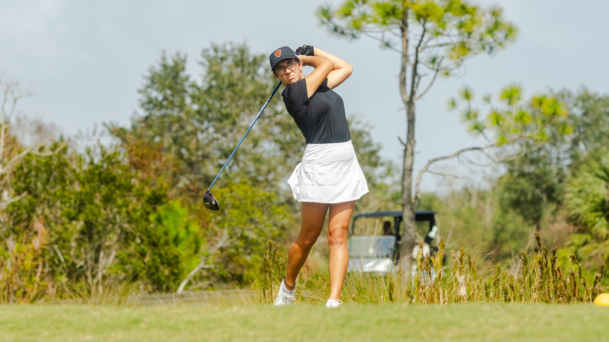 Victoria Veator hits a driver off the tee