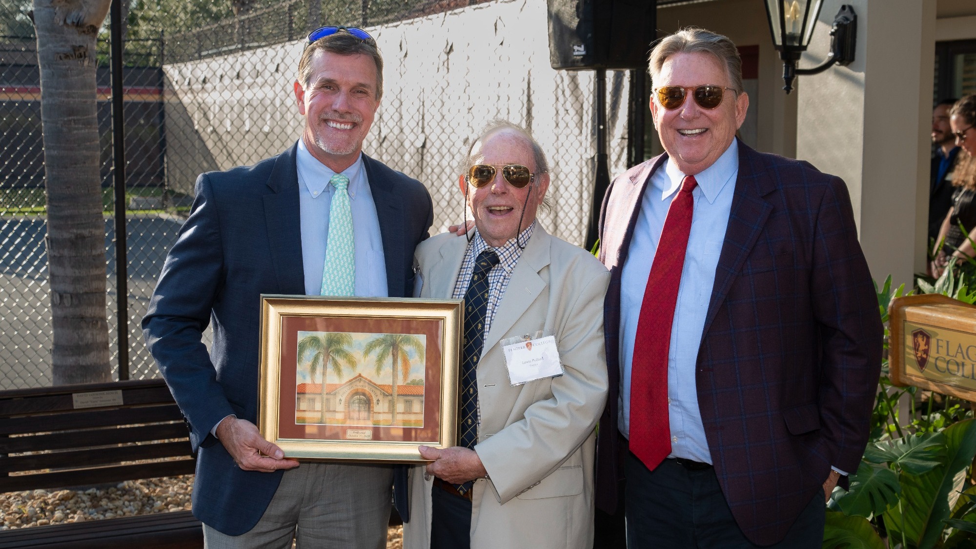 Jud Damon with Lewis Pollard and John Delaney at the Pollard Tennis Center dedication