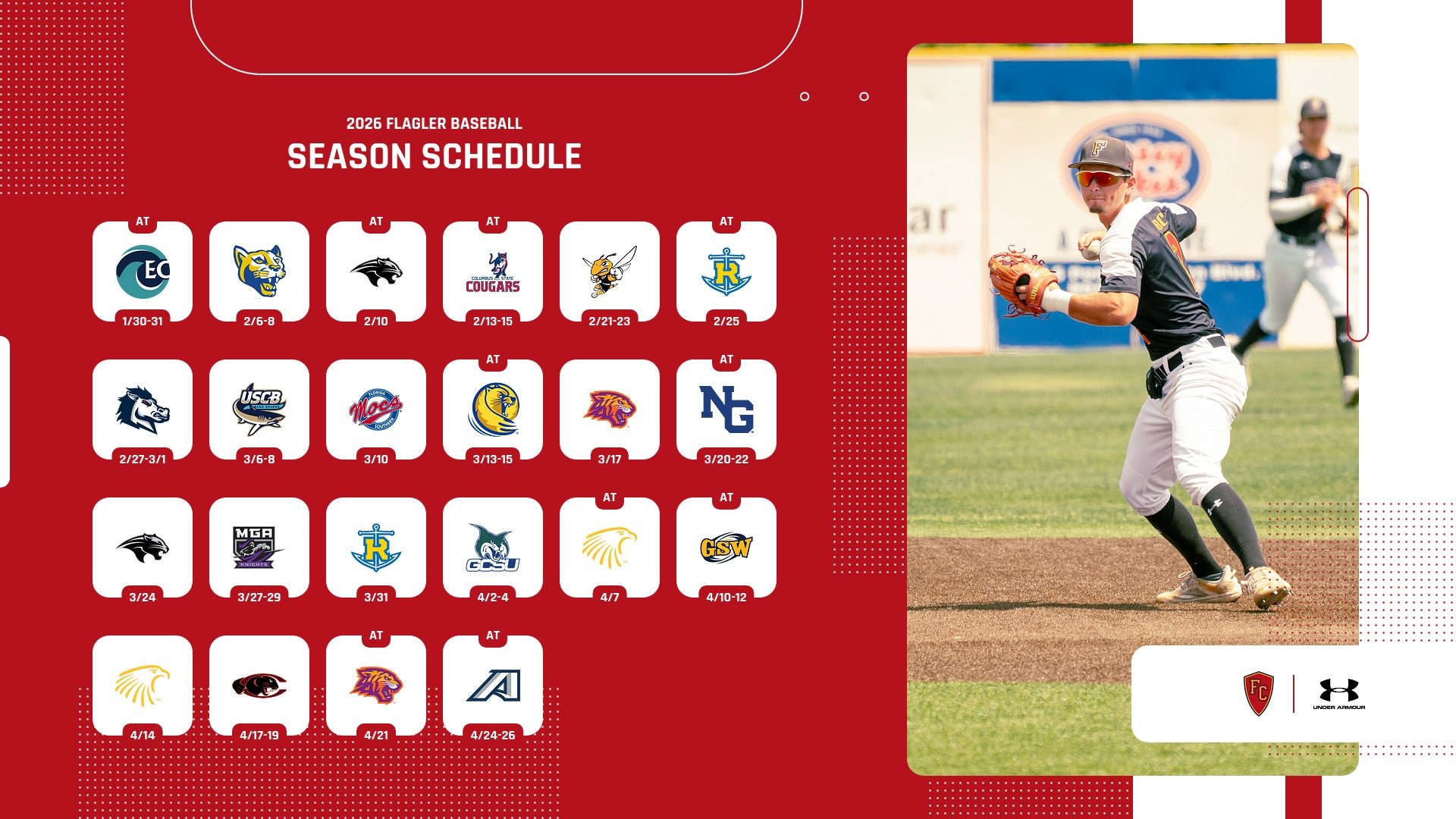 2026 Flagler baseball schedule graphic