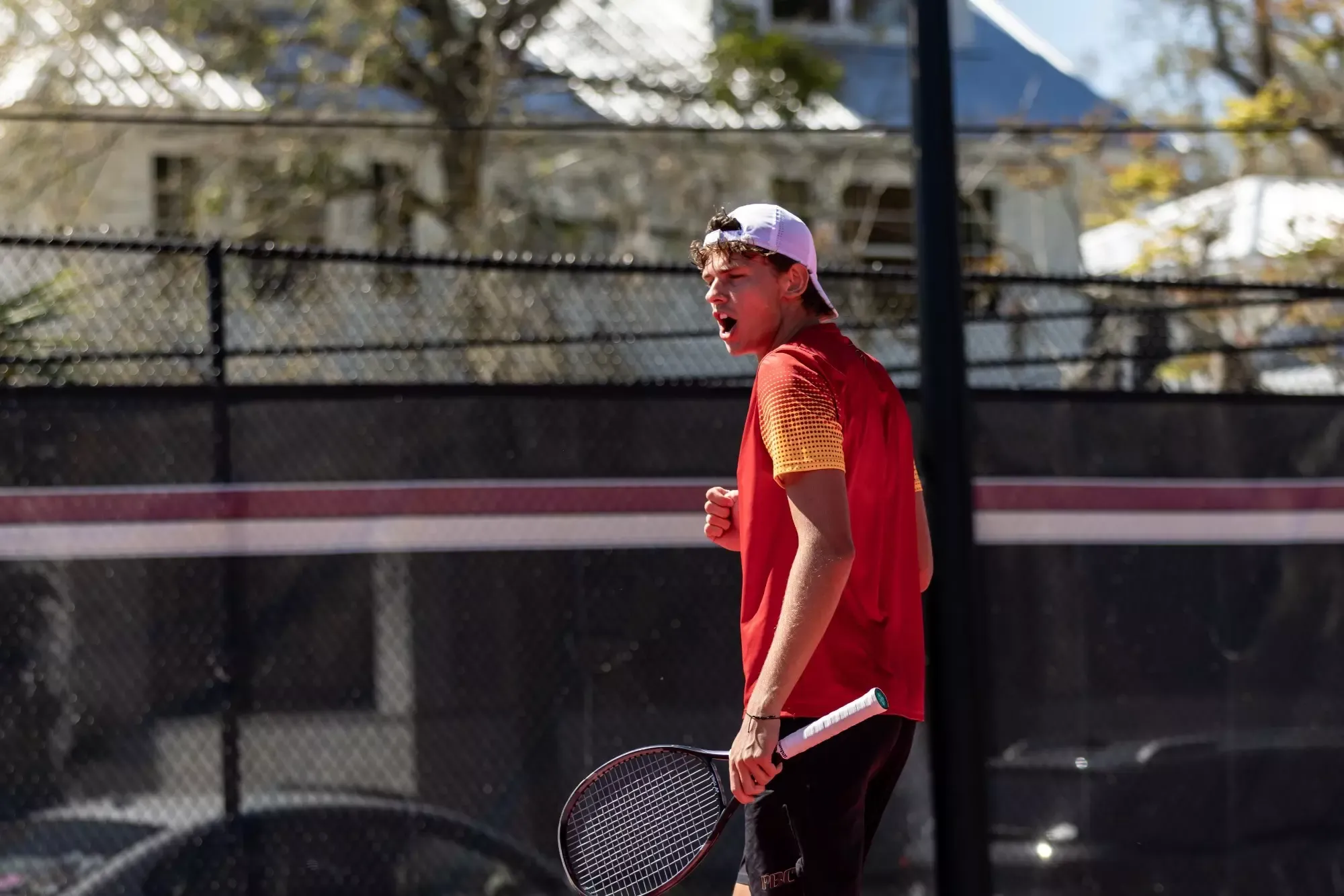 Simon Malis yelling after winning