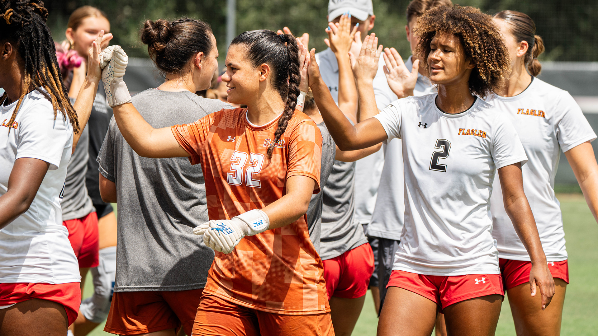 Women's soccer celebration line