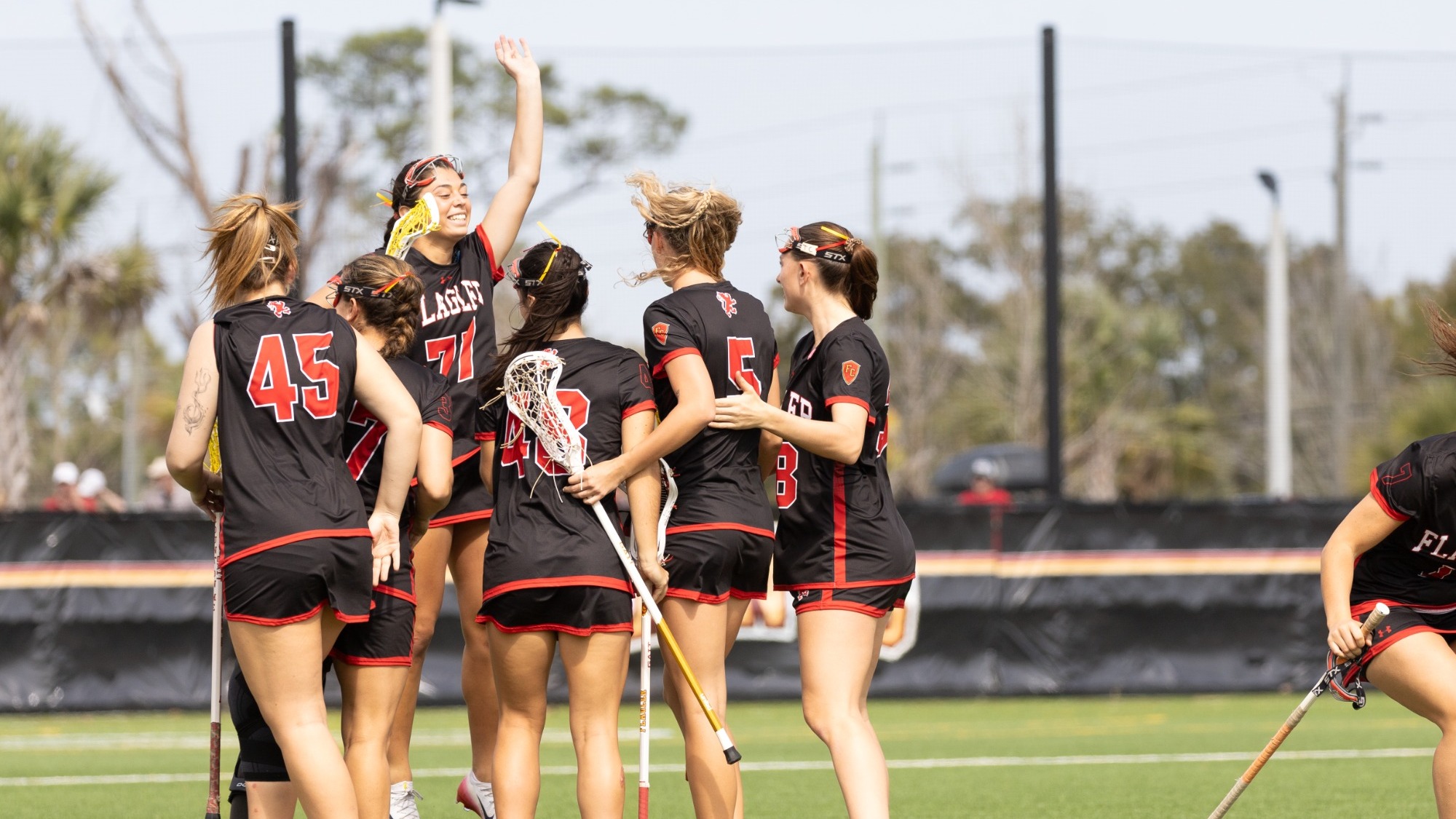Team celebrating and jumping