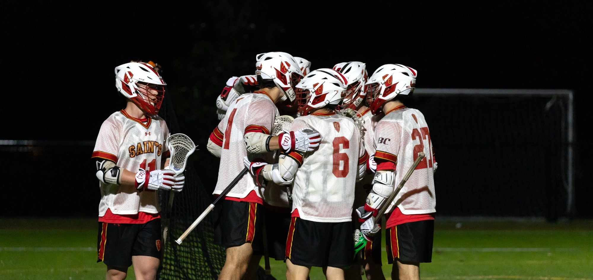 Team huddle after a goal