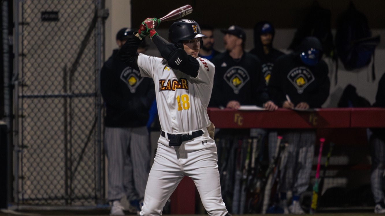 Cael Reish awaits a pitch at home plate