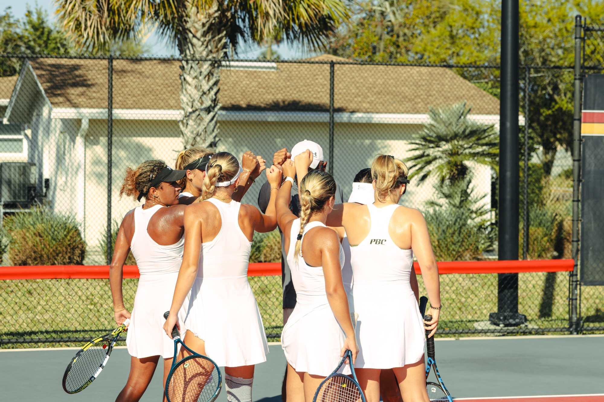 Team huddle with coach