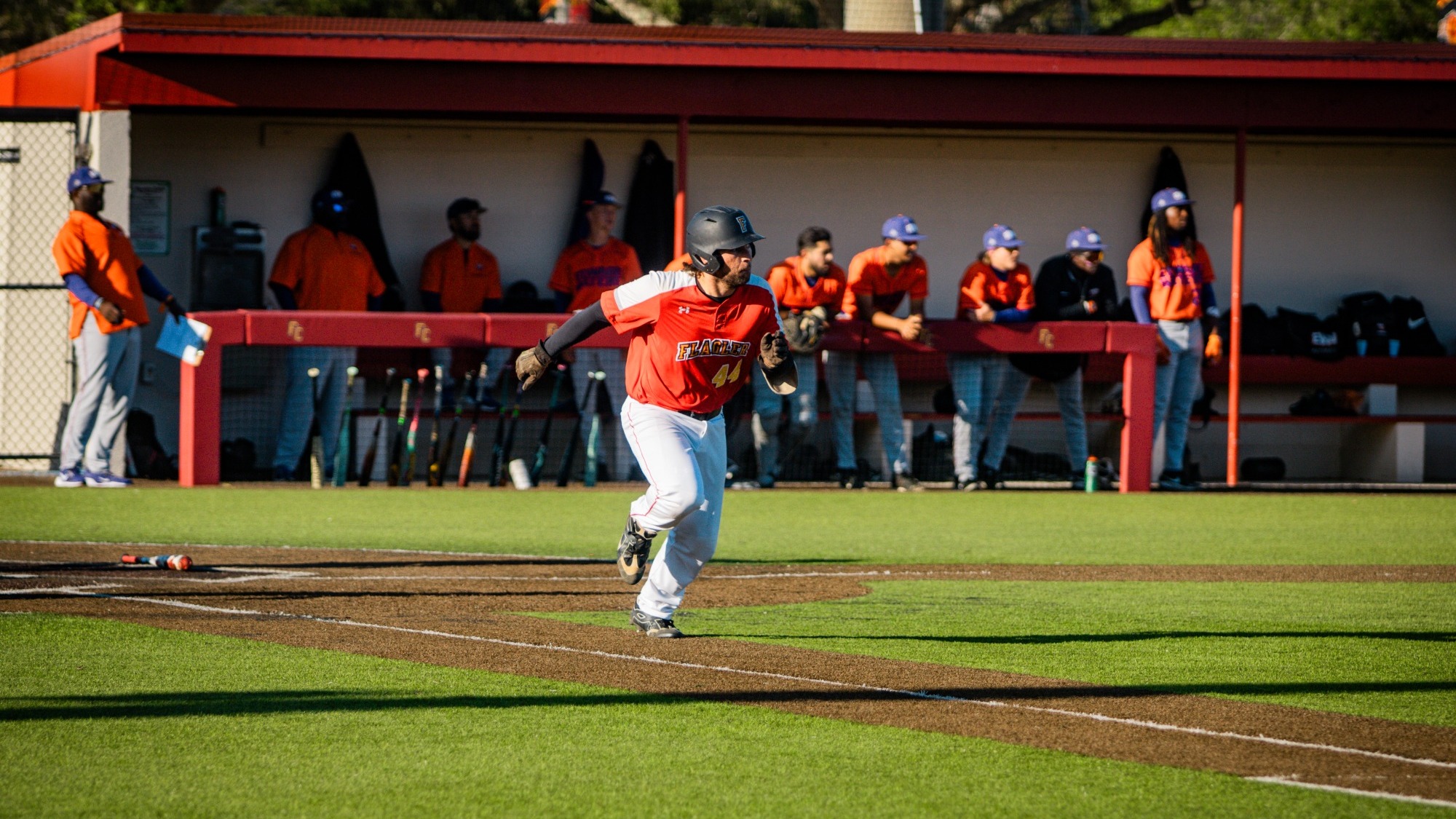 Jesse Sullivan runs down the first base line on a base hit