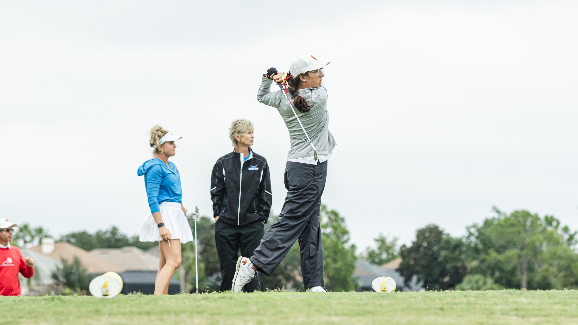 Victoria Veator hits a tee shot