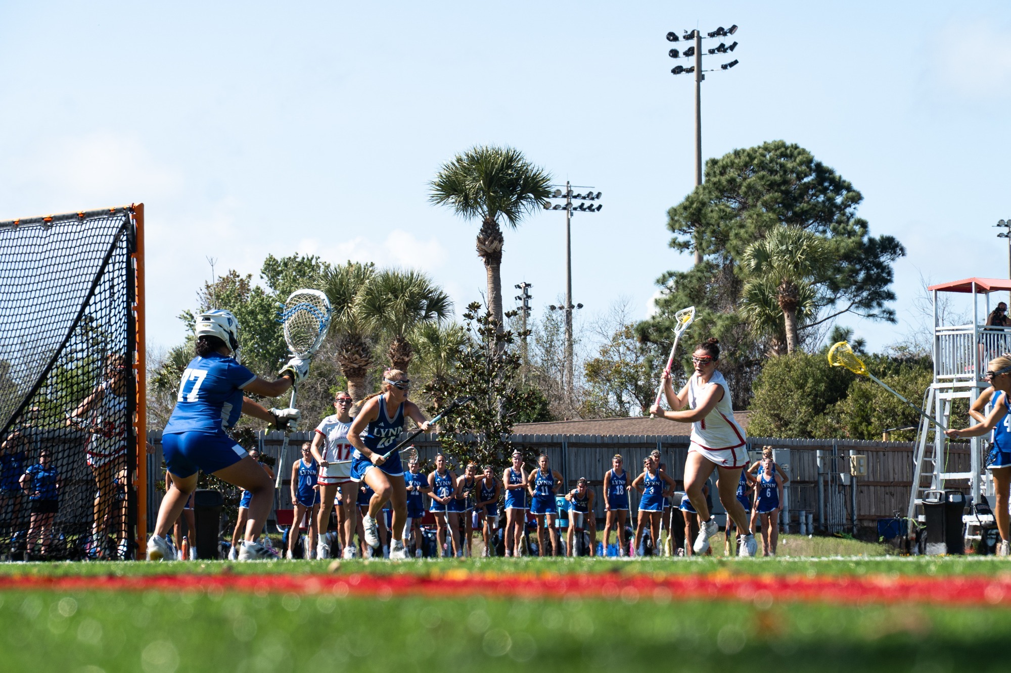 Carley Tepel charging in for a shot on goal