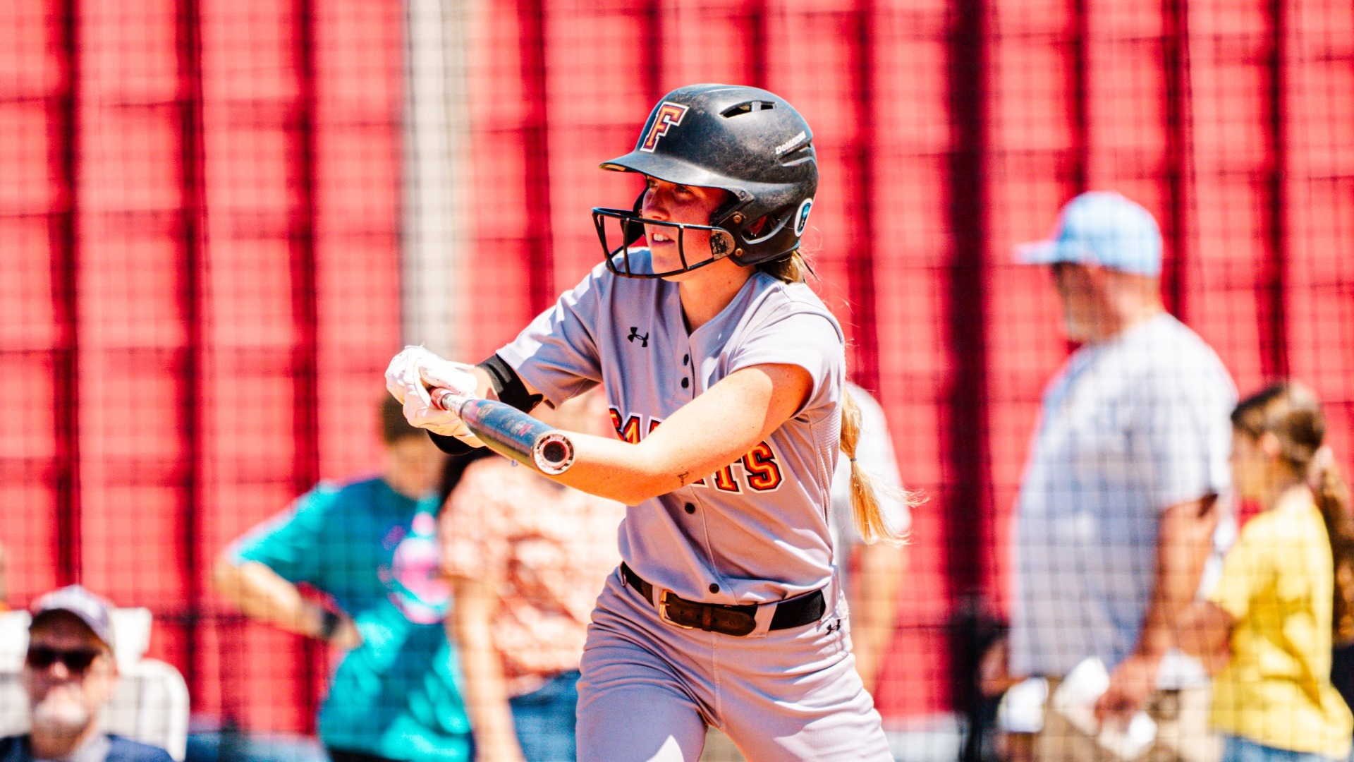 Olivia Burns about to bunt a ball