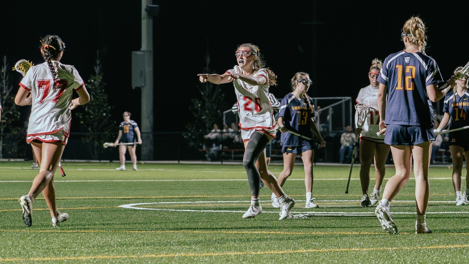 Jessica wright pointing at Ava Lambros after a goal