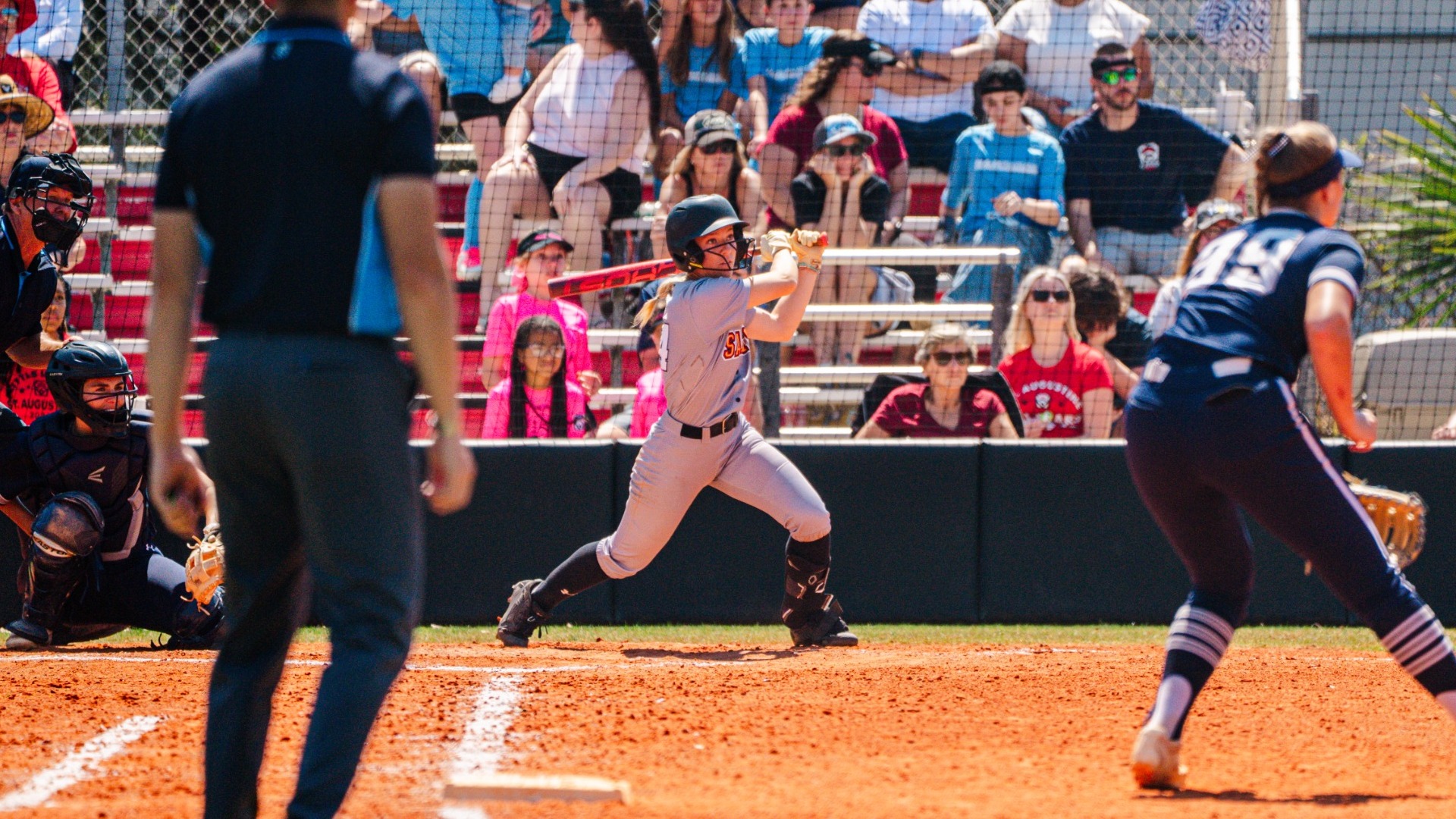 Annake Meadows after she hit the ball