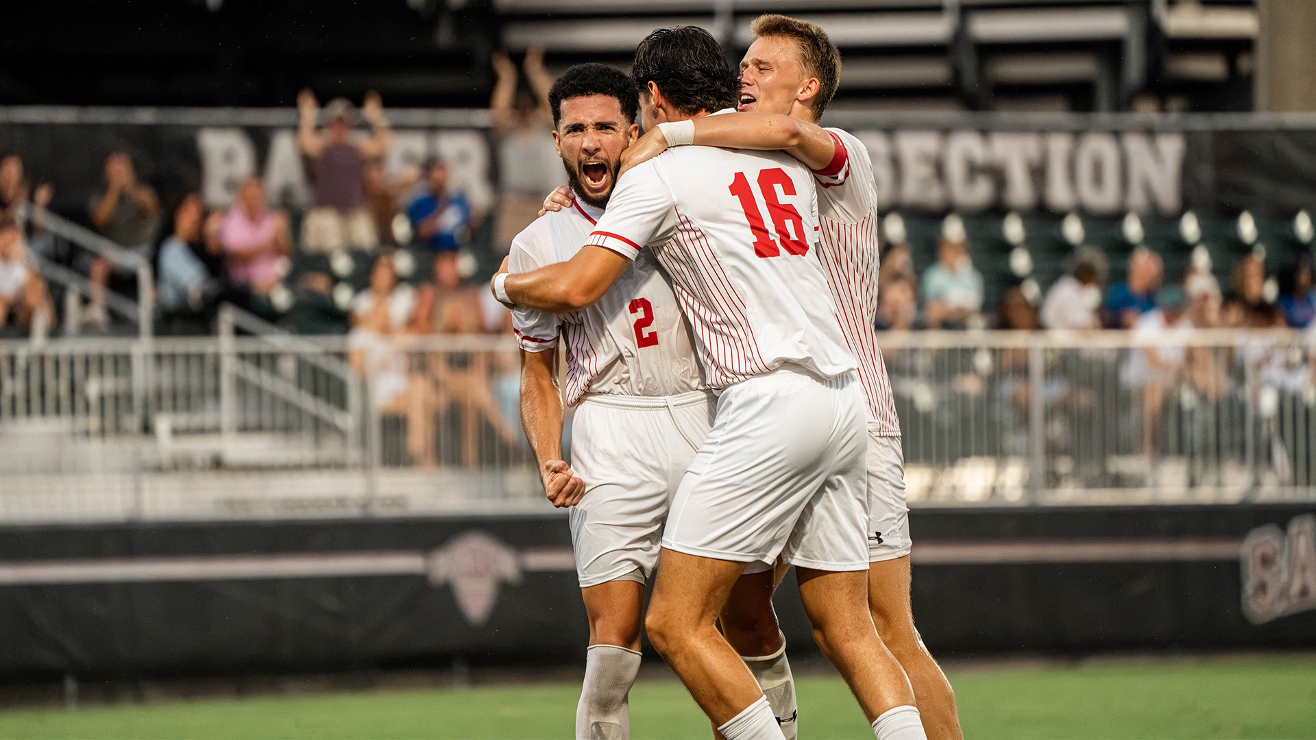 Daniel Becerra celebrating a goal against Clayton State