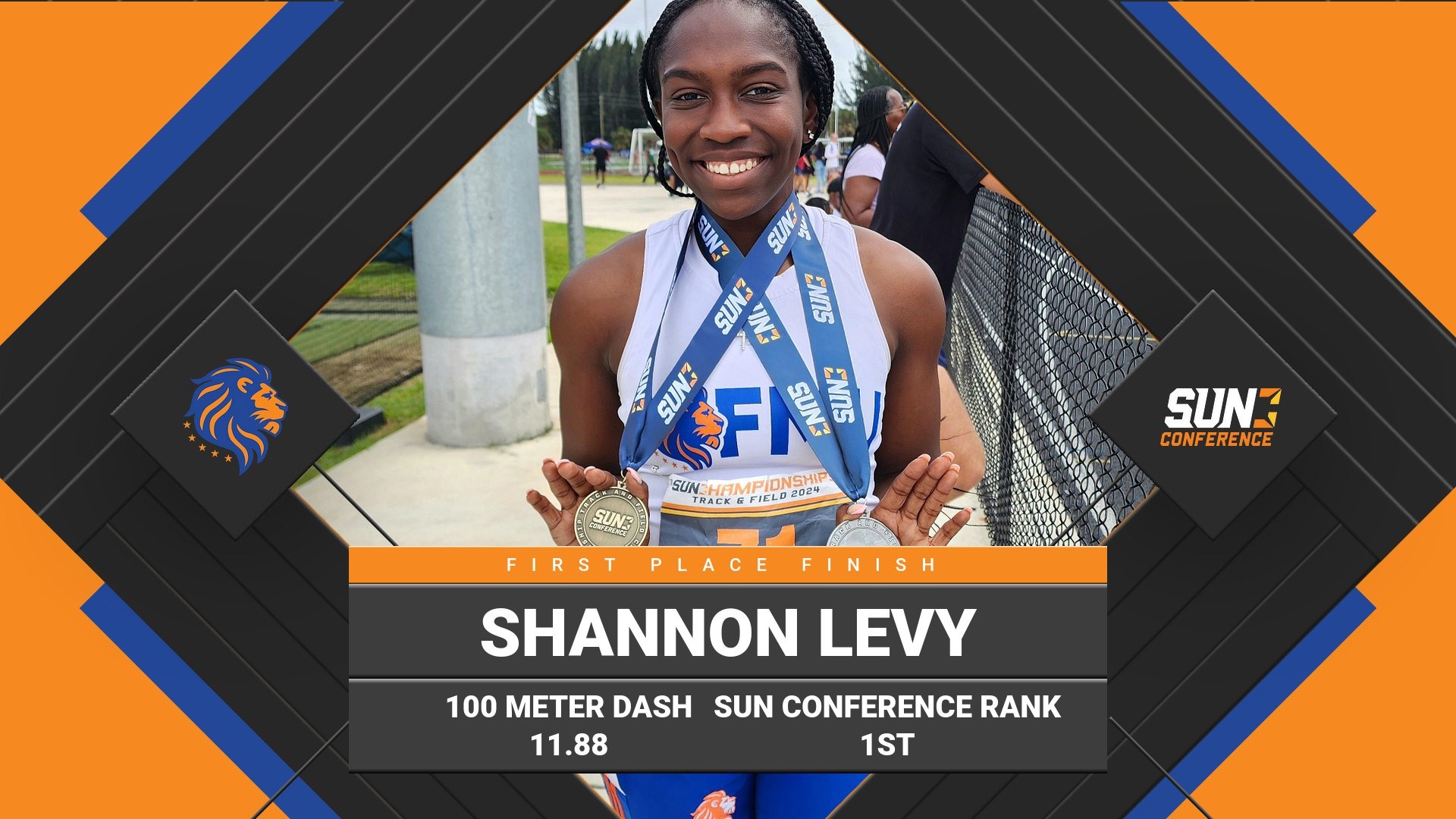 FMU's Shannon Levy finishes 1st in the women's 100 meter dash