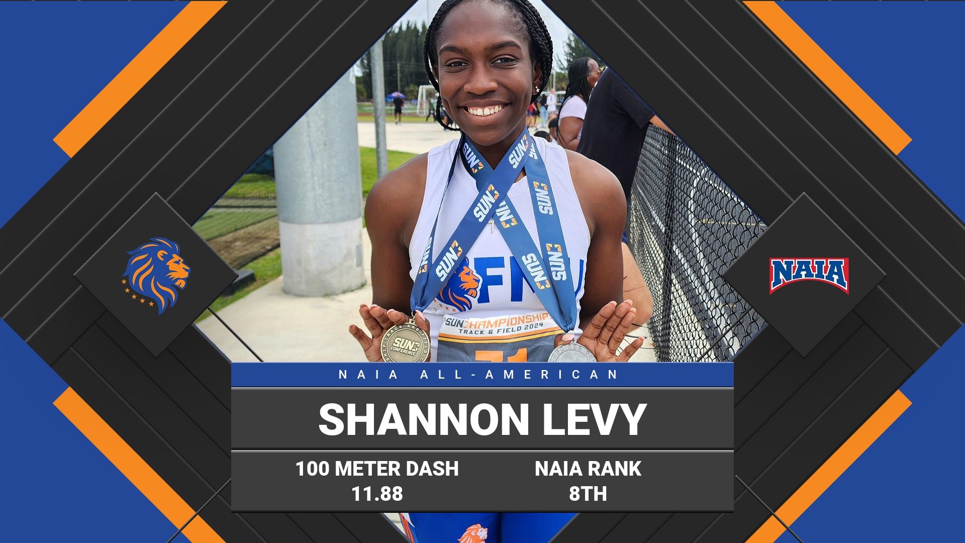 FMU sprinter Shannon Levy earns NAIA All-American honors in the women's 100m dash