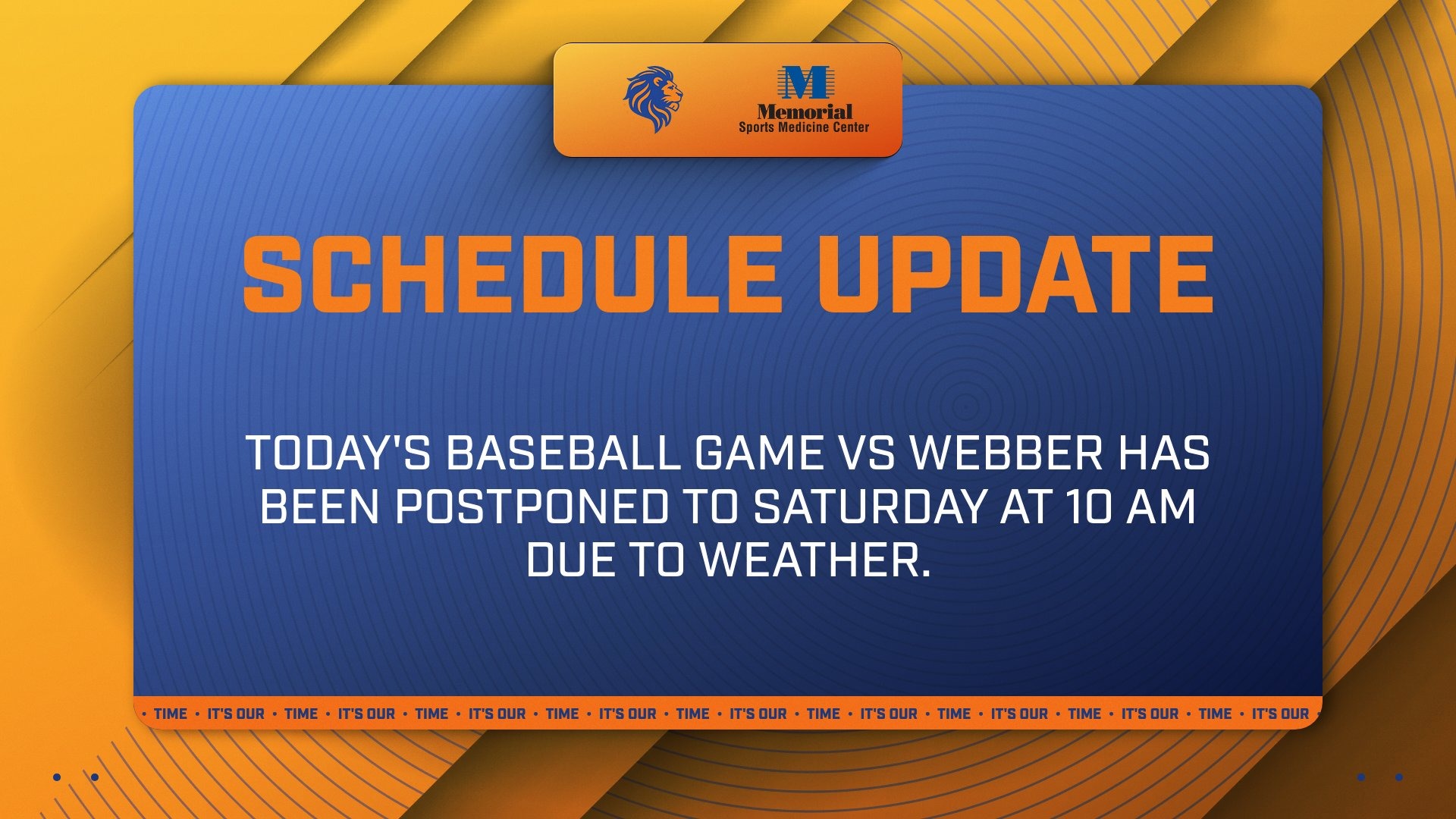 Schedule Update vs Webber Baseball