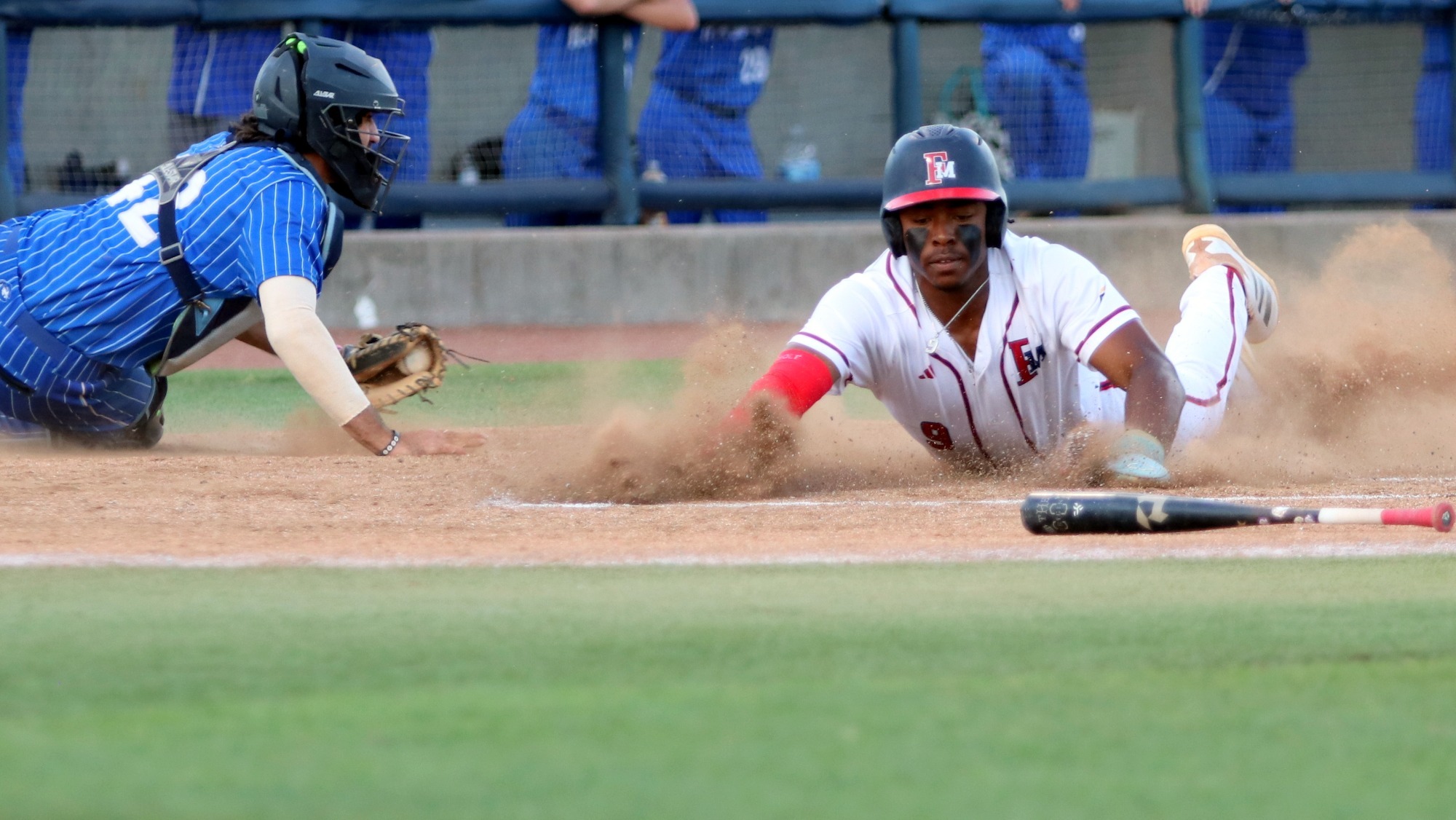 BB25 Charlie Bussey III slides in to score vs Chowan
