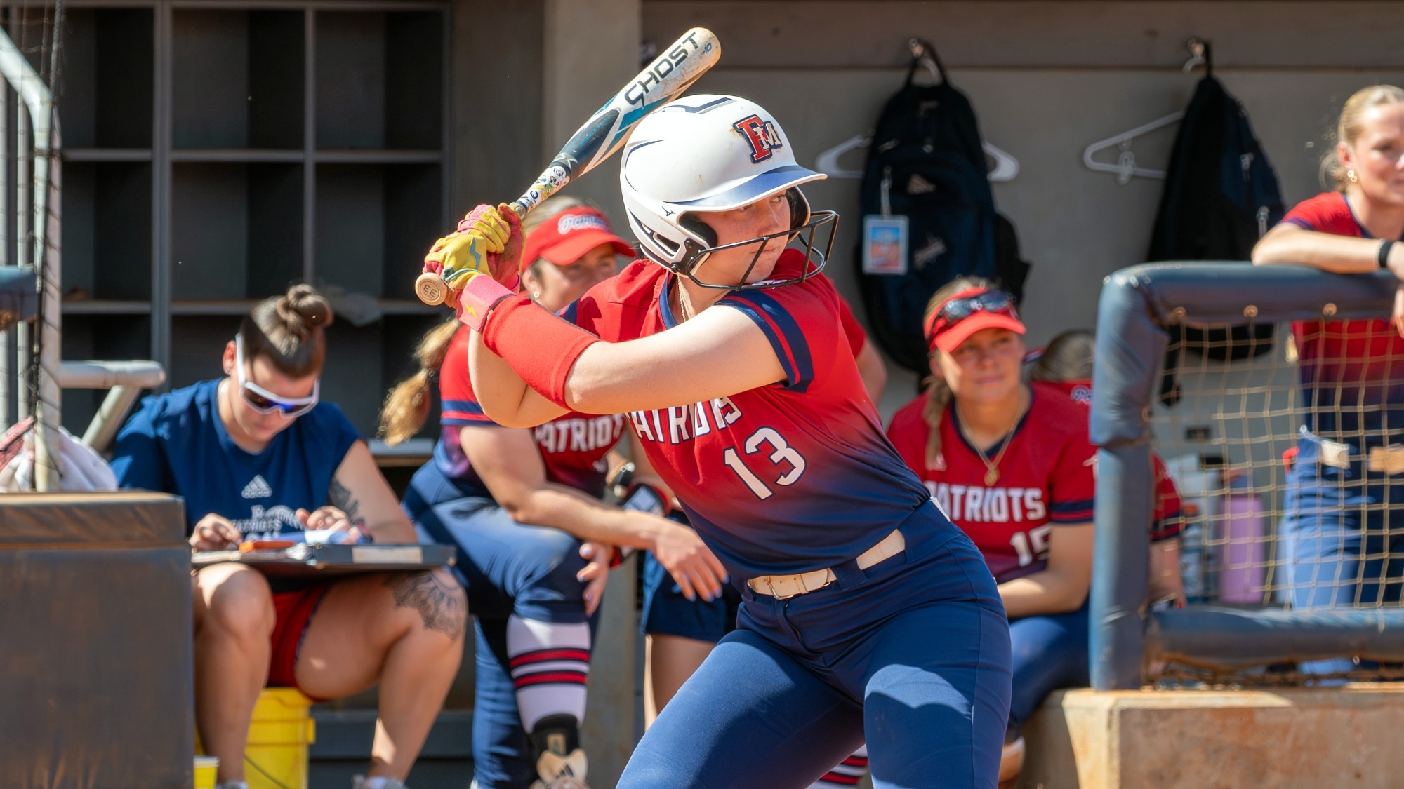 SB26 Rylee Gray at bat in blended vs Chowan