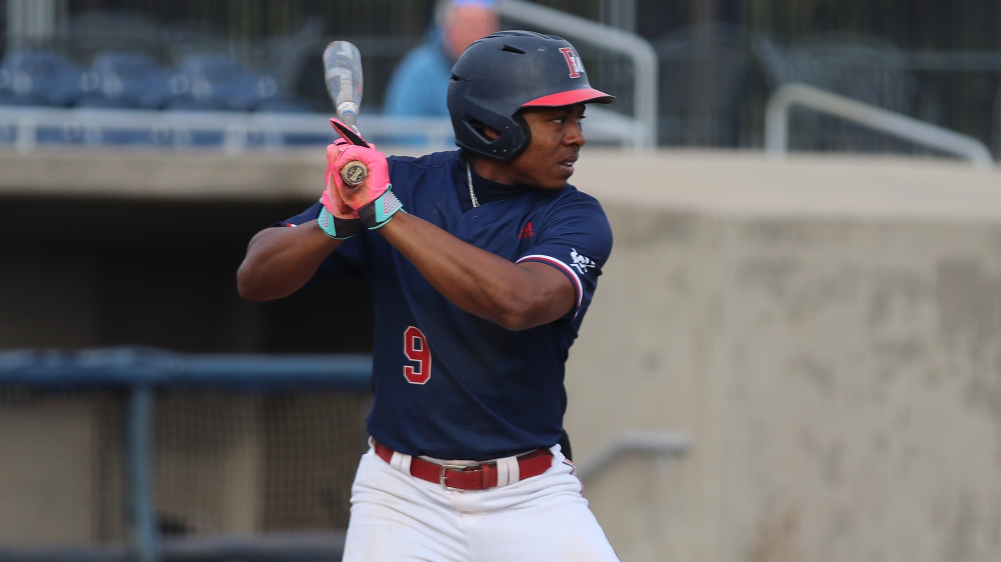 Charlie Bussey III batting in midweek game versus Coker University at Sparrow Stadium