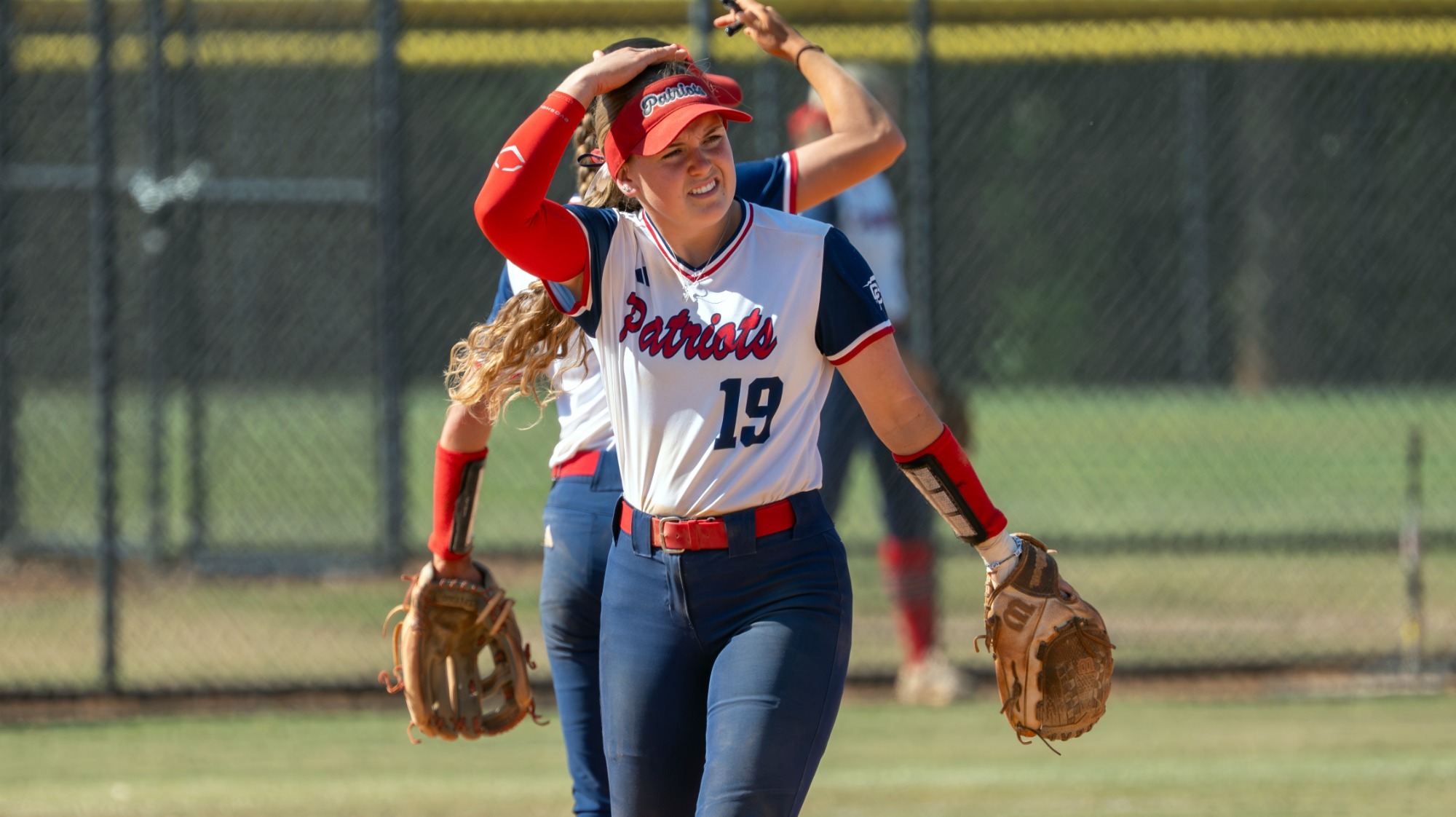 SB26 Maddy Golka between pitches on defense in the conference tournament